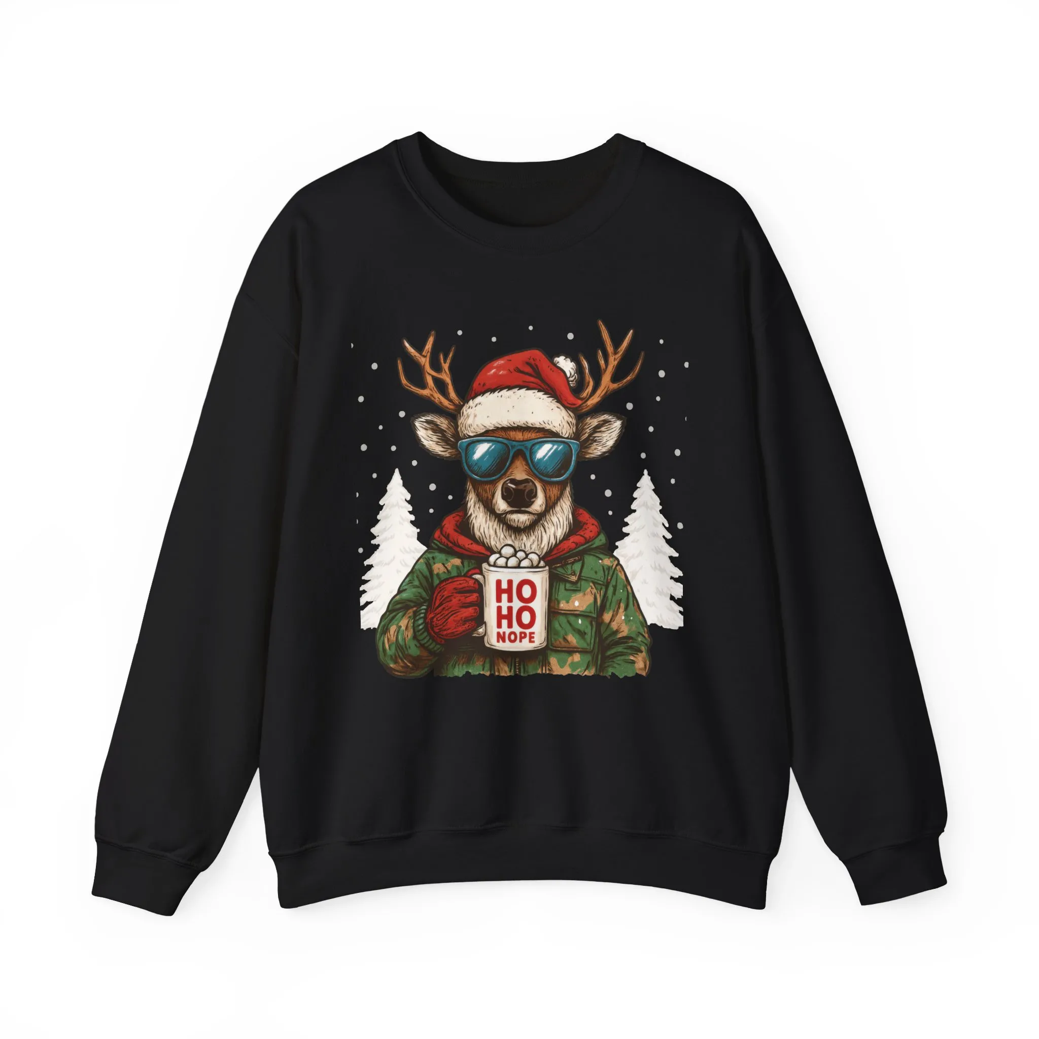 Men's HO HO NOPE Funny Christmas T-Shirt, Cool Reindeer Holiday Tee - Image 4