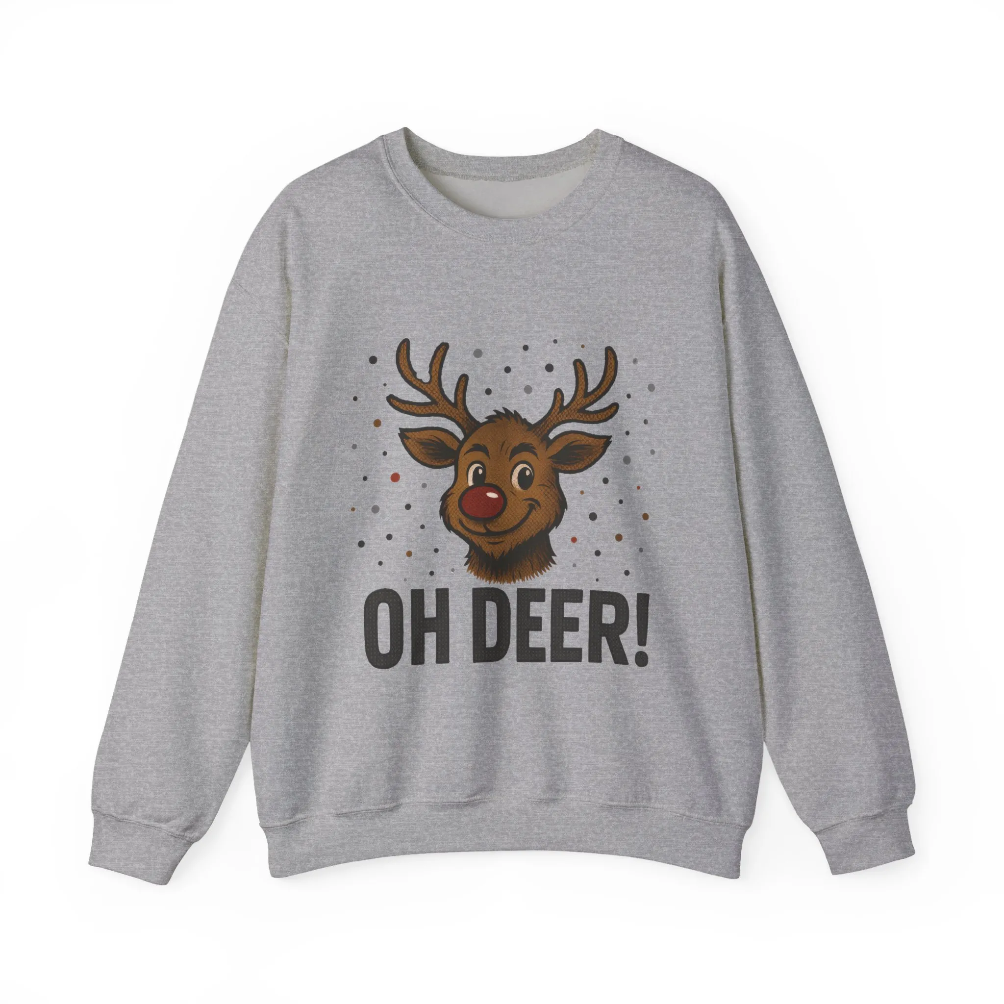 Men's Oh Deer Funny Christmas Sweatshirt, Reindeer Holiday Pullover - Image 7