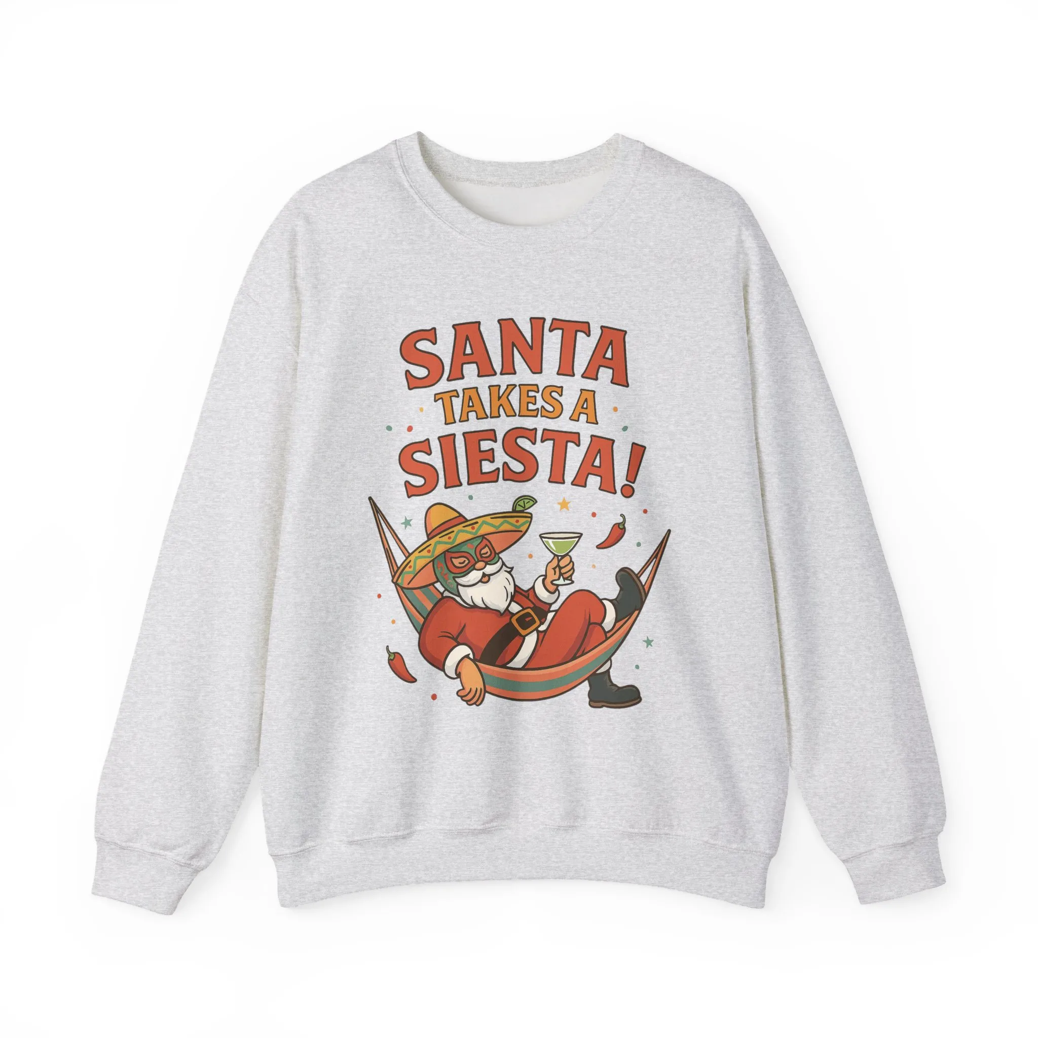 Santa Takes a Siesta Funny Christmas Sweatshirt for Men, Mexican Holiday Jumper - Image 2