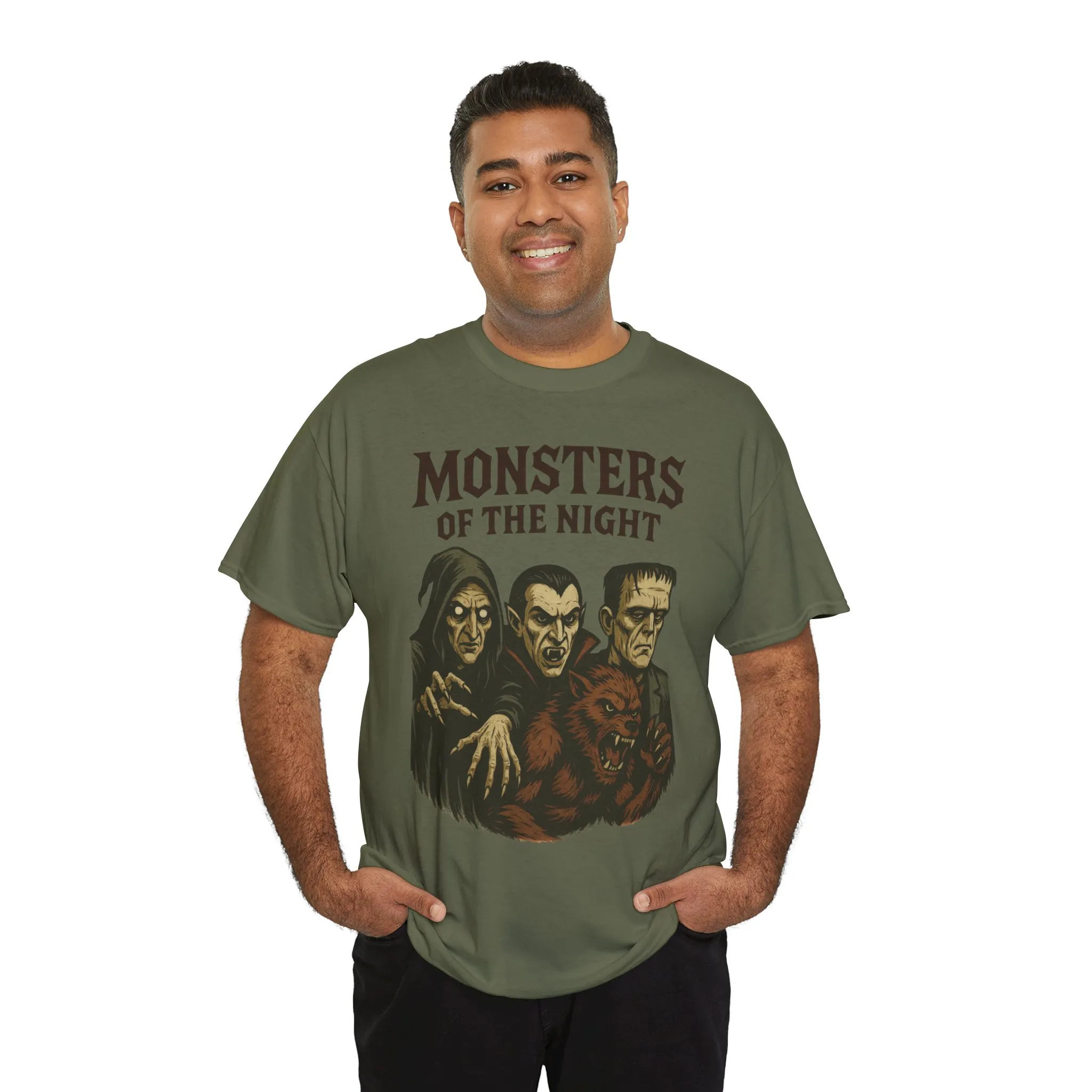 Monsters of the Night Men's T-Shirt, Classic Horror Movie Monsters Graphic Tee, Halloween Shirt - Image 15