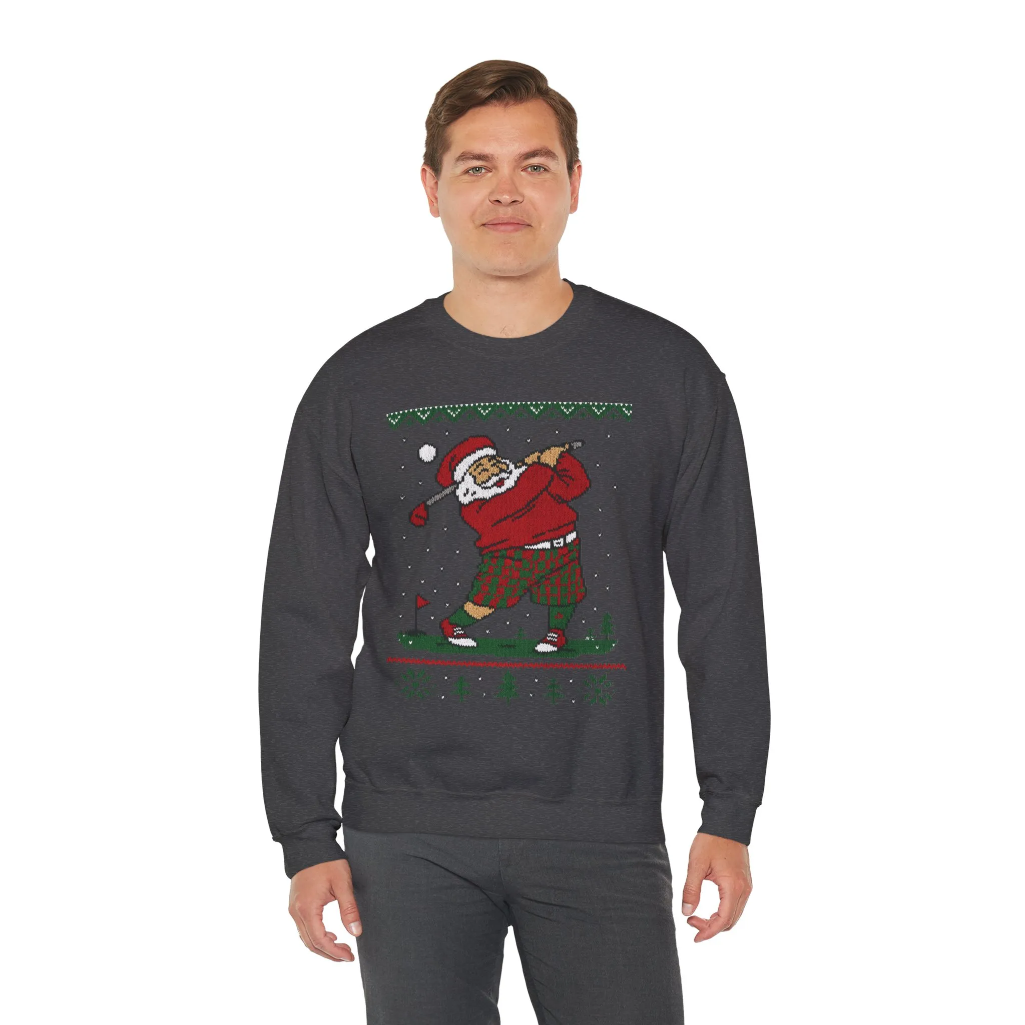 Golfing Santa Christmas Sweatshirt, Funny Golf Lover Holiday Jumper, Ugly Christmas Golf Sweater for Men - Image 15