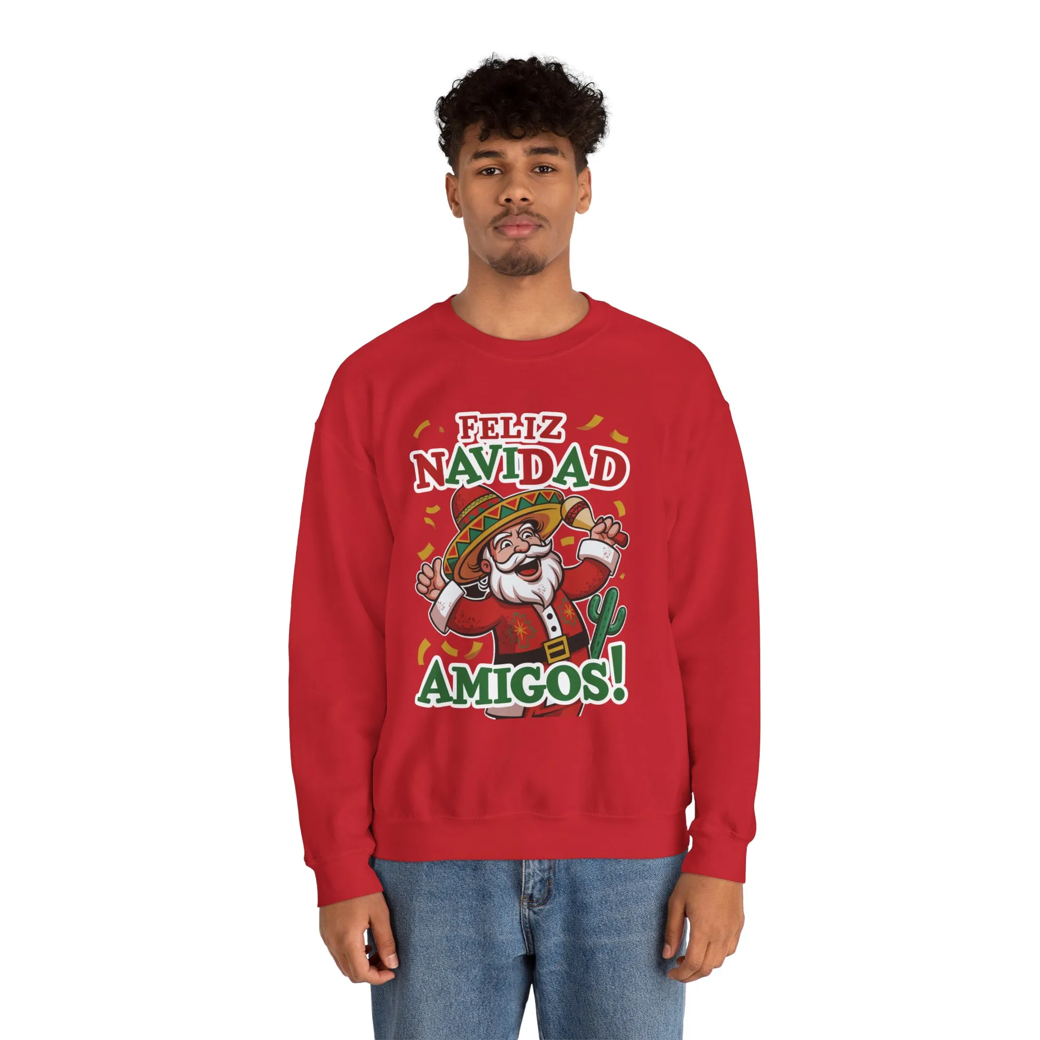 Feliz Navidad Amigos Sweatshirt, Funny Mexican Santa Christmas Jumper, Latin Holiday Fiesta Pullover - Image 26