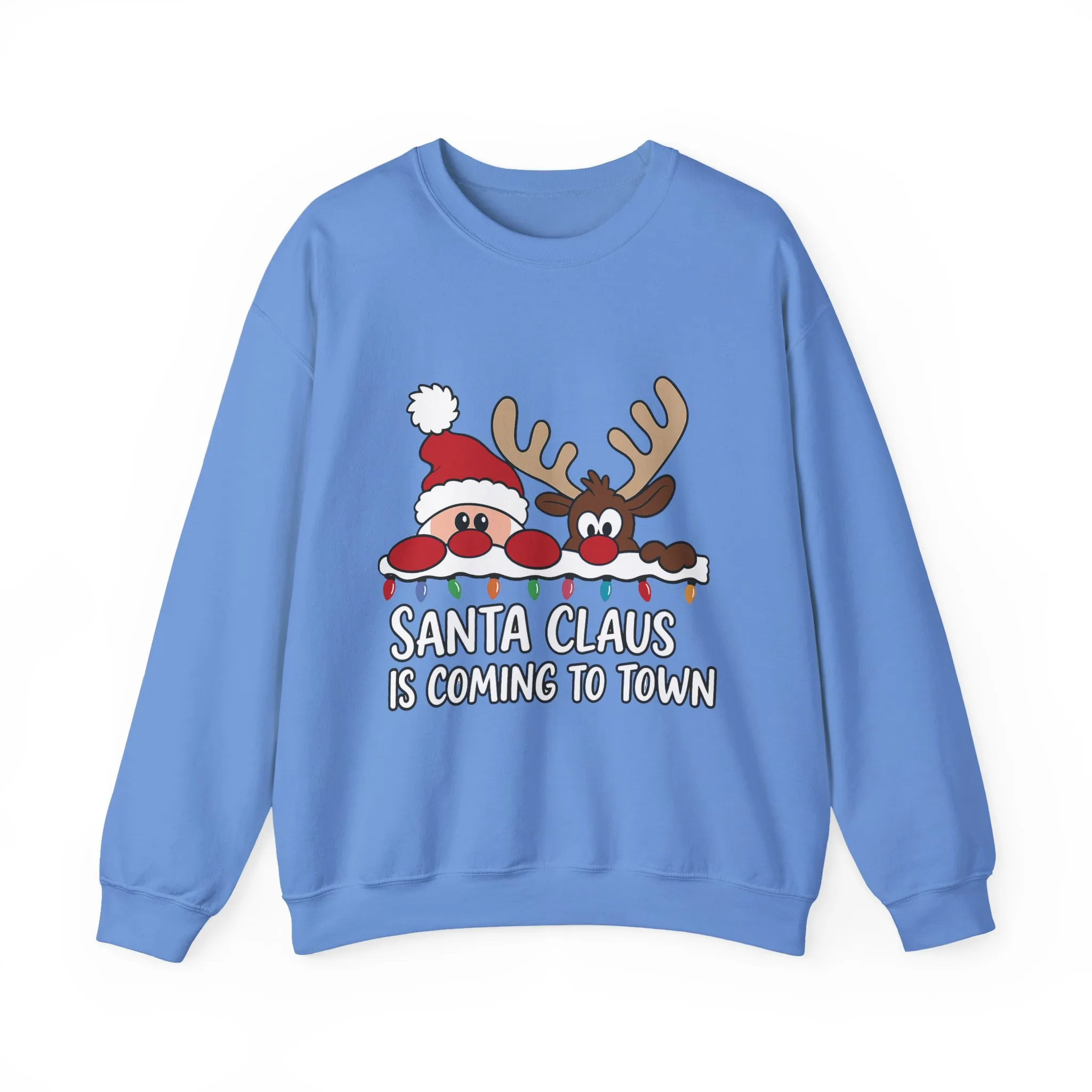 Santa Claus Is Coming to Town Women's Christmas Sweatshirt, Cute Santa - Reindeer Holiday Jumper - Image 15