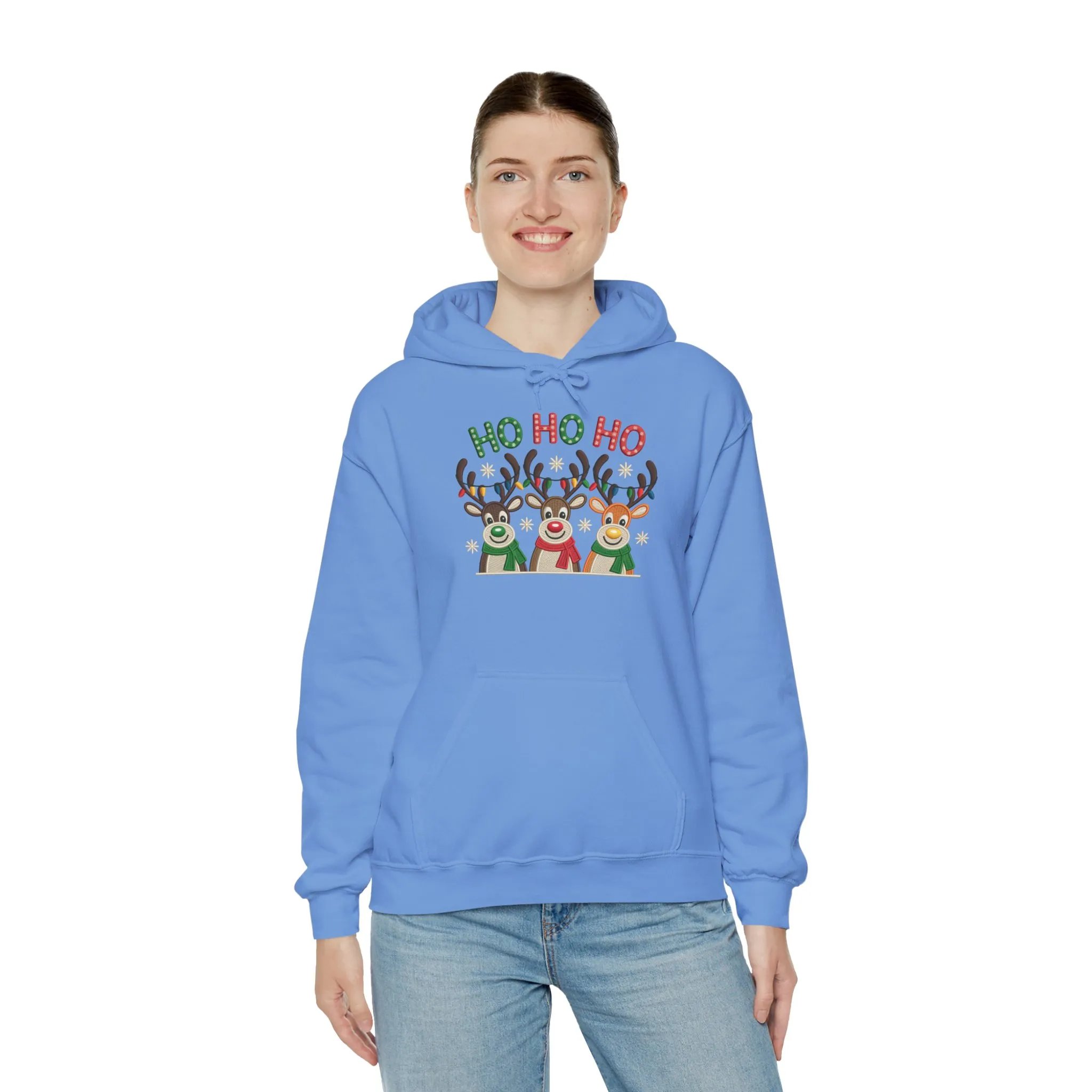 Ho Ho Ho Reindeer Hoodie, Cute Christmas Holiday Pullover for Women - Image 12