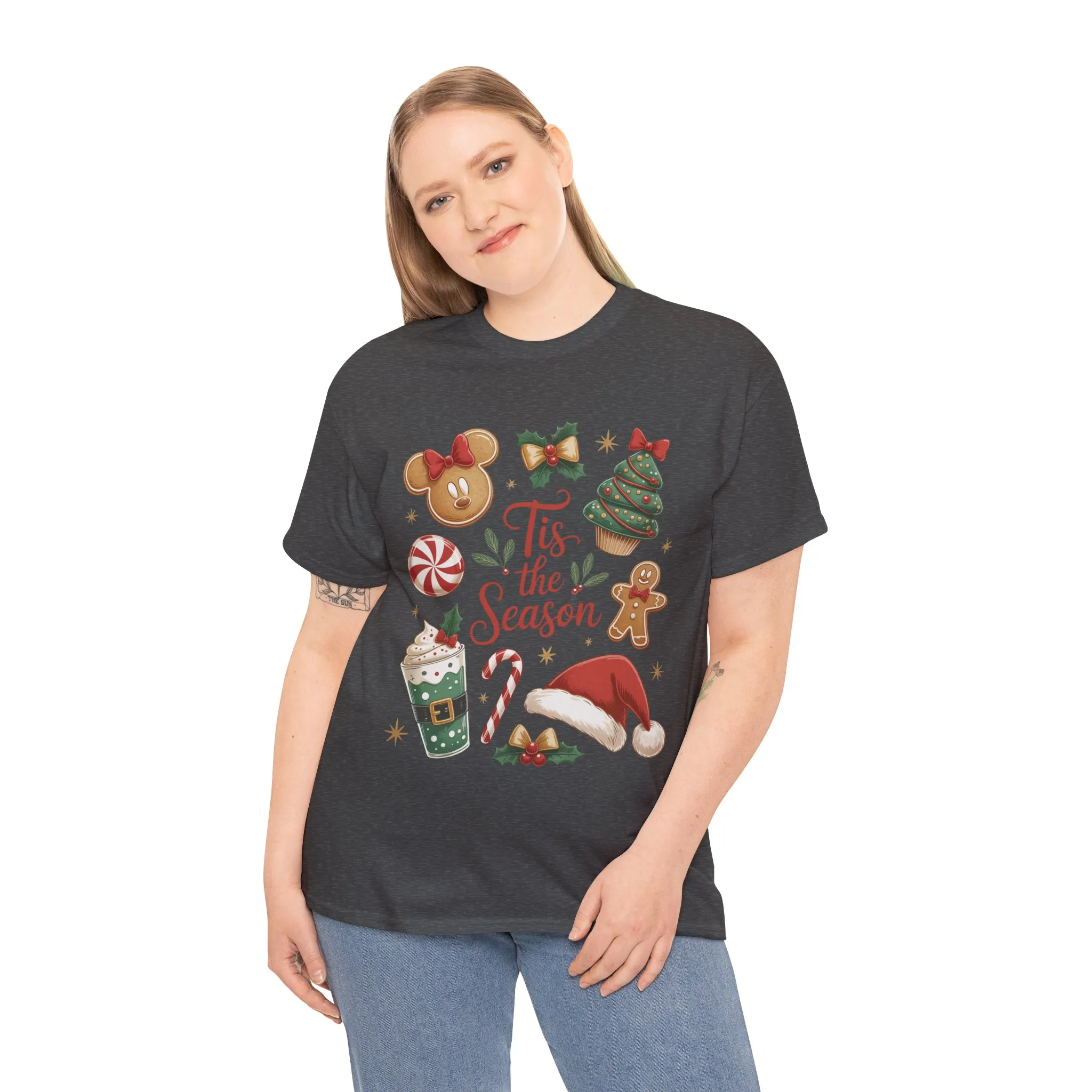 Women's Tis the Season Christmas Shirt, Cute Holiday Cookie - Coffee Tee, Women's Heavy Cotton Tee - Image 9