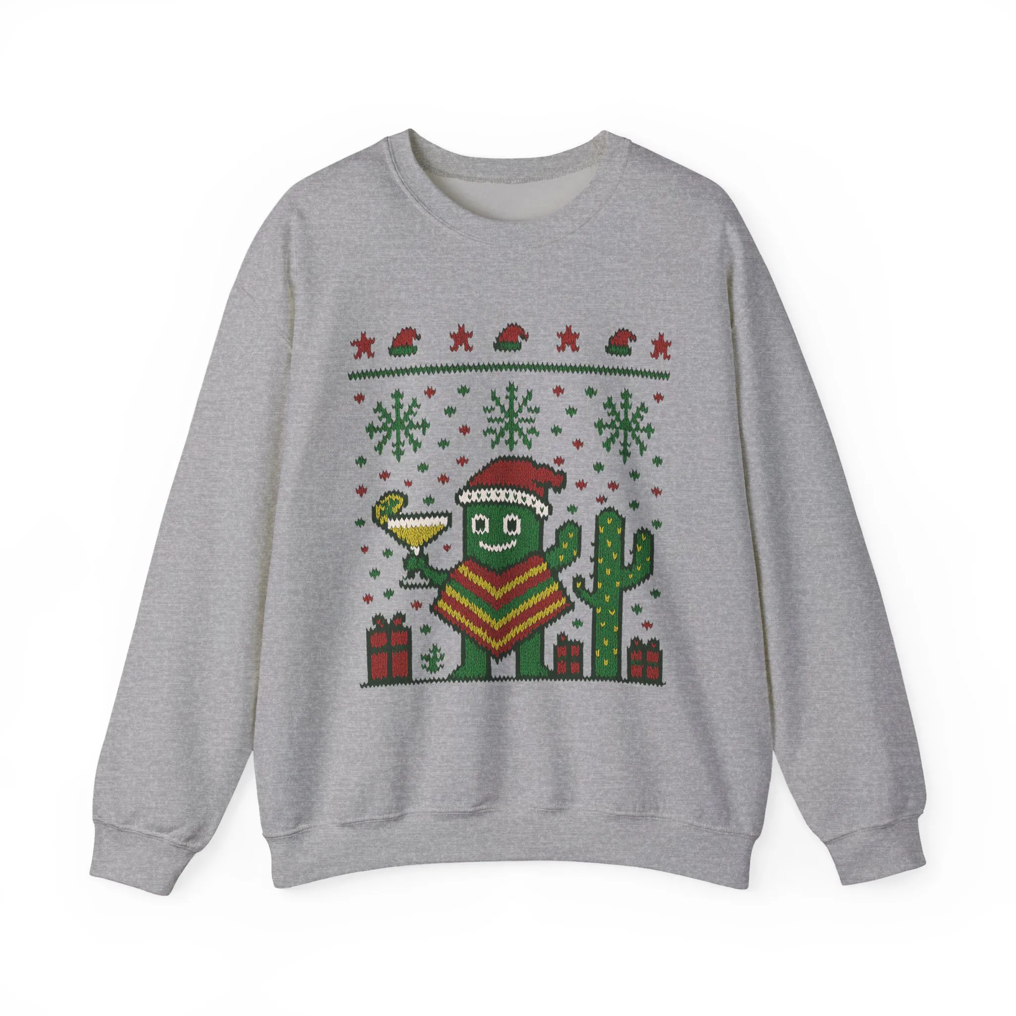 Festive Cactus Christmas Women's Sweatshirt, Funny Santa Hat Holiday Pullover, Women's Heavy Blend™ Crewneck Sweatshirt - Image 7