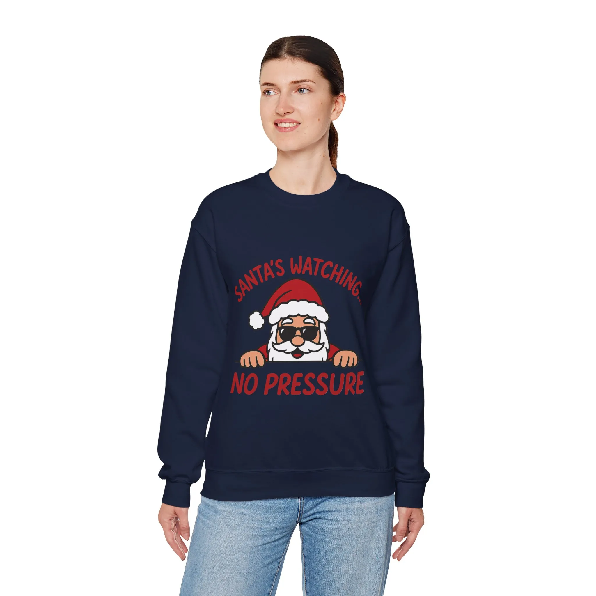 Santa's Watching No Pressure Women's Christmas Sweatshirt, Funny Holiday Jumper - Image 18