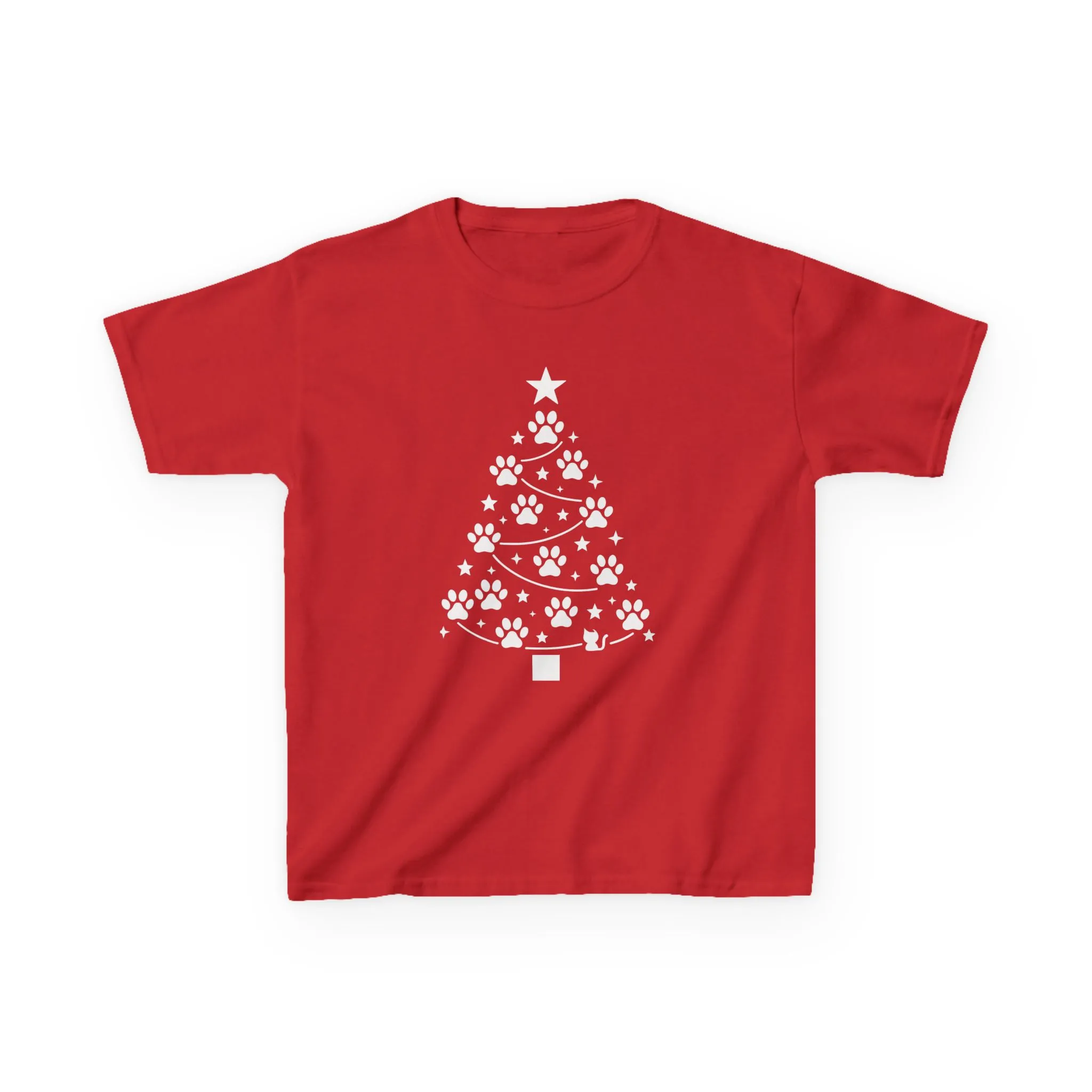 Paw Christmas Tree Girls Youth T-Shirt, Cute Pet Lover Holiday Tee - Image 13