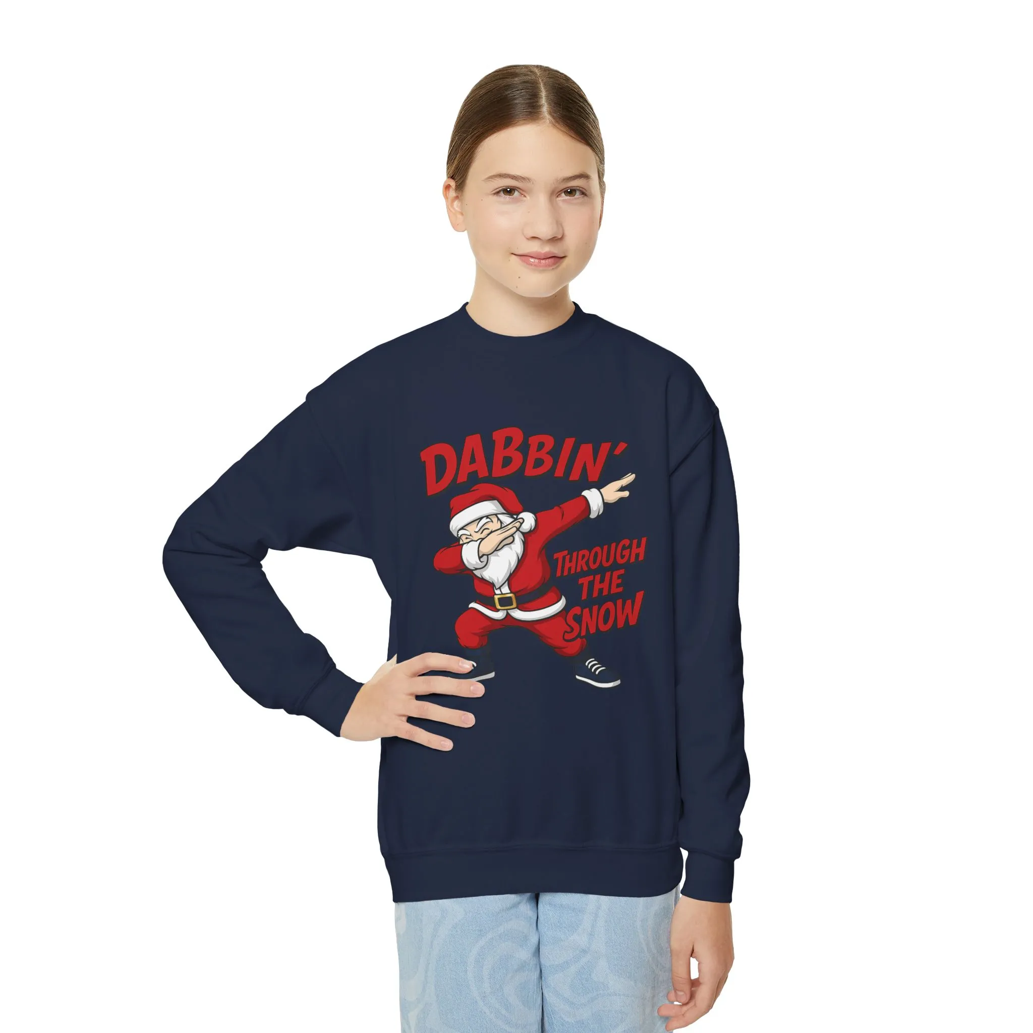 Dabbin Santa Youth Christmas Sweatshirt, Funny Holiday Jumper for Boys - Image 3