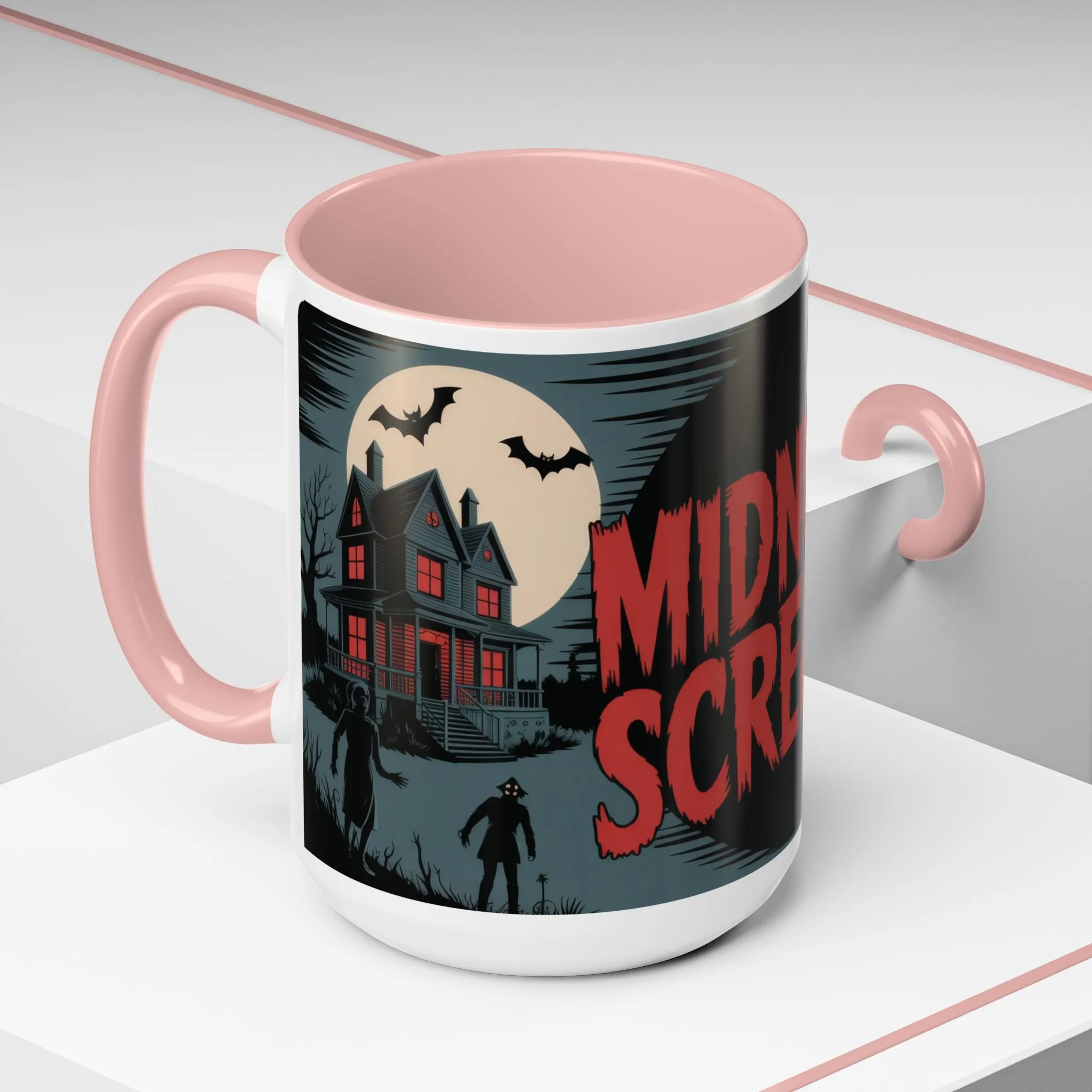 Midnight Screams Mug, Retro Horror Movie Poster Coffee Cup, Gothic Halloween Gift for Horror Lovers, Accent Coffee Mug (11, 15oz) - Image 15