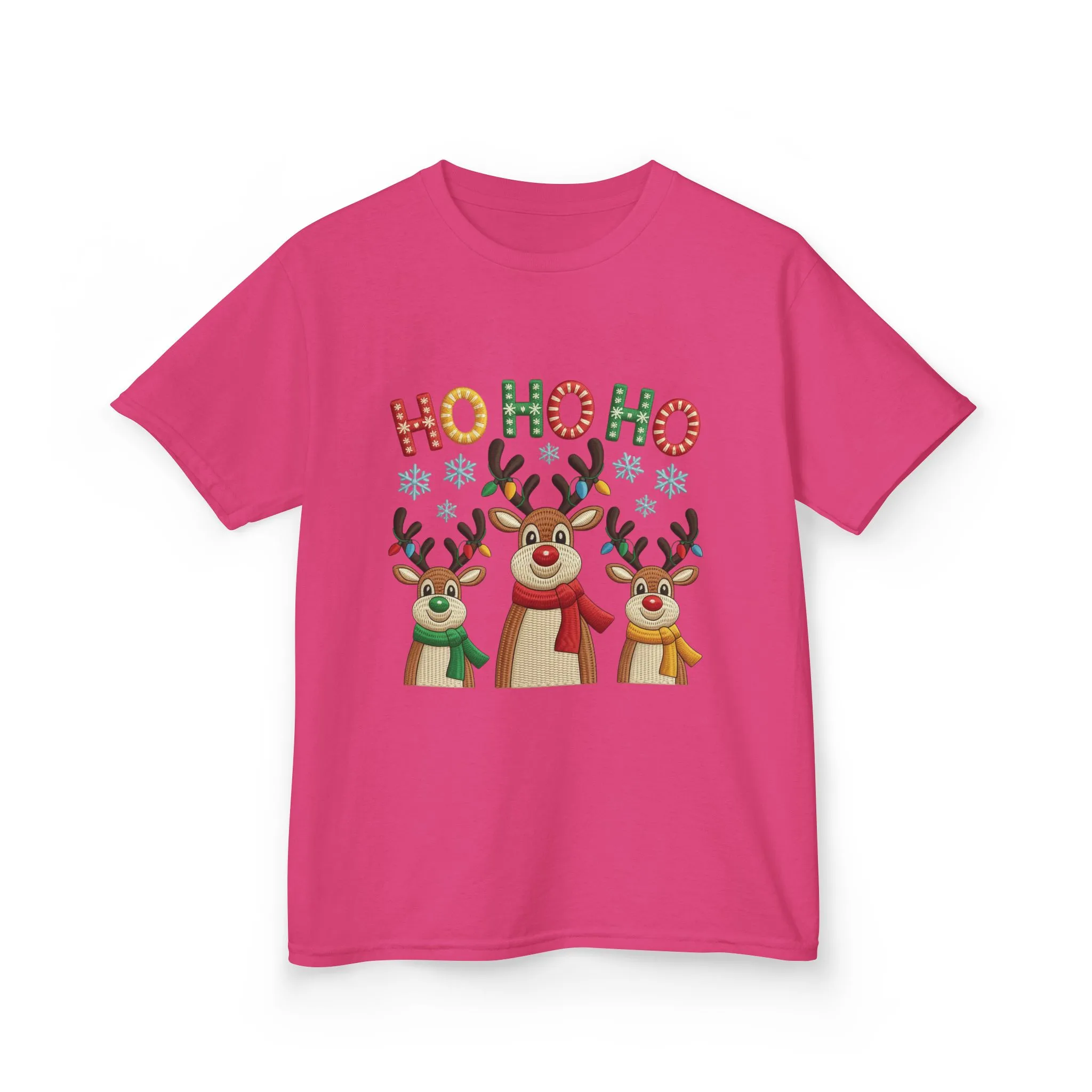 Ho Ho Ho Reindeer T-Shirt for Girl, Cute Christmas Kids Holiday Tee - Image 15