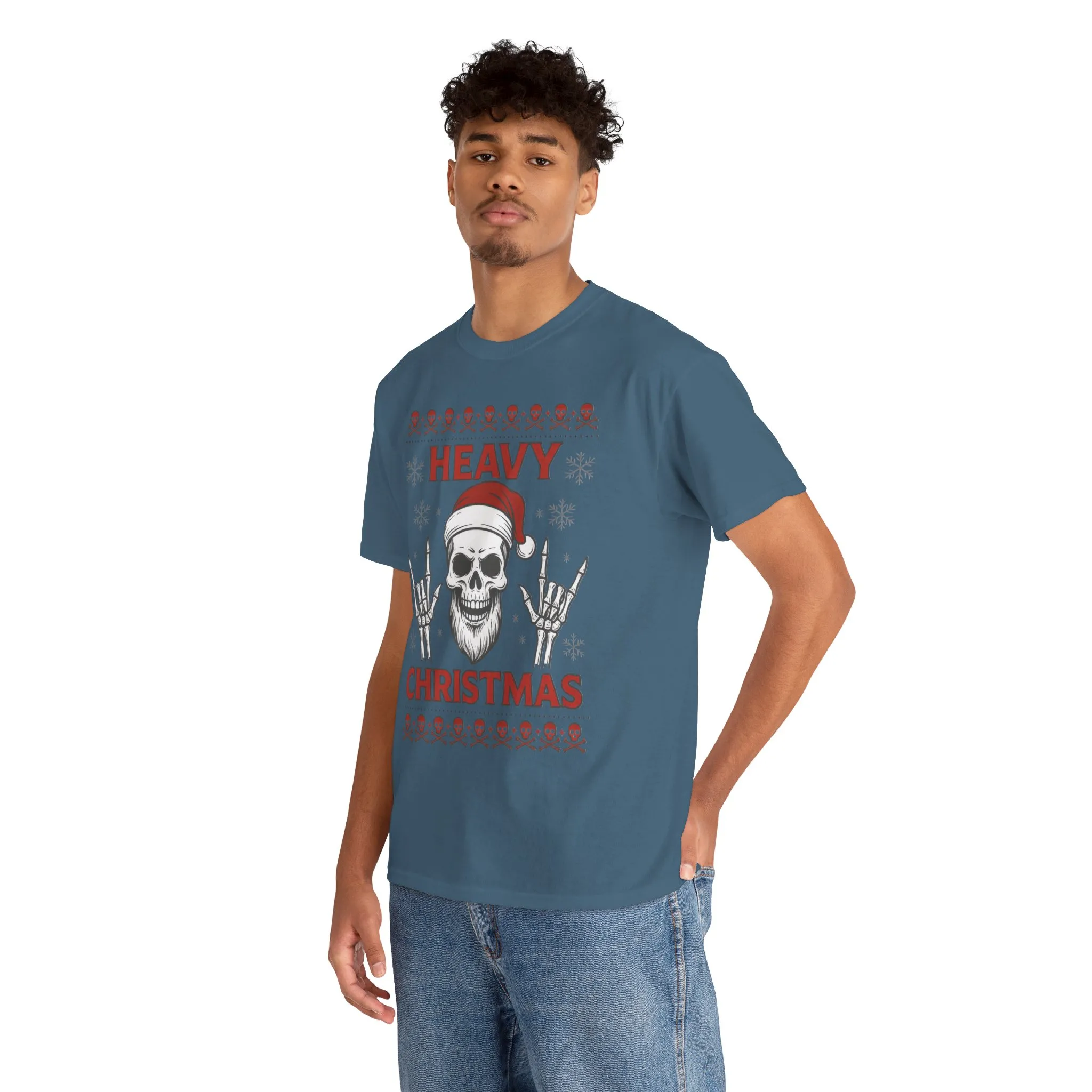Heavy Christmas Men's T-Shirt, Metal Santa Skull Holiday Pullover for Men - Image 18