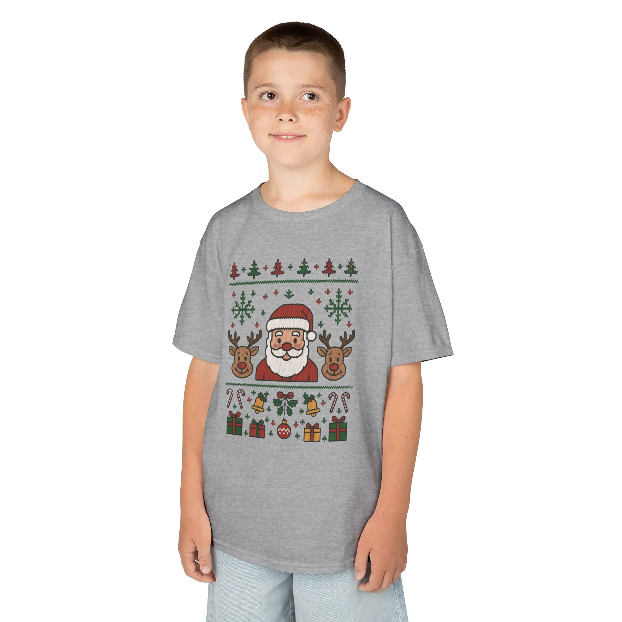 Santa - Reindeer Christmas Shirt for Kids, Cute Holiday Tee, Kids Heavy Cotton™ Tee - Image 3