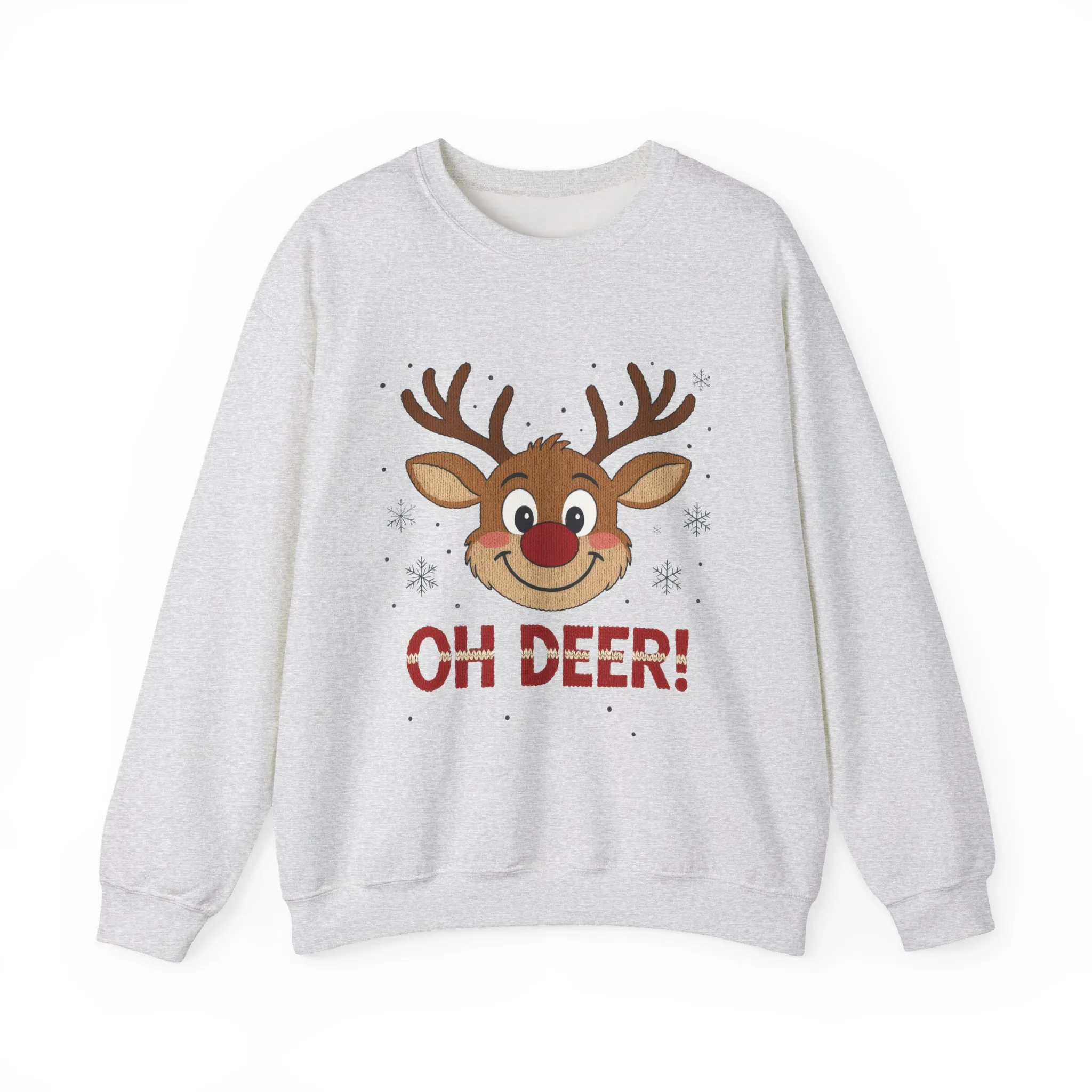 Womens Oh Deer Christmas Sweatshirt, Cute Reindeer Holiday Pullover, Women's Crewneck Sweatshirt - Image 7