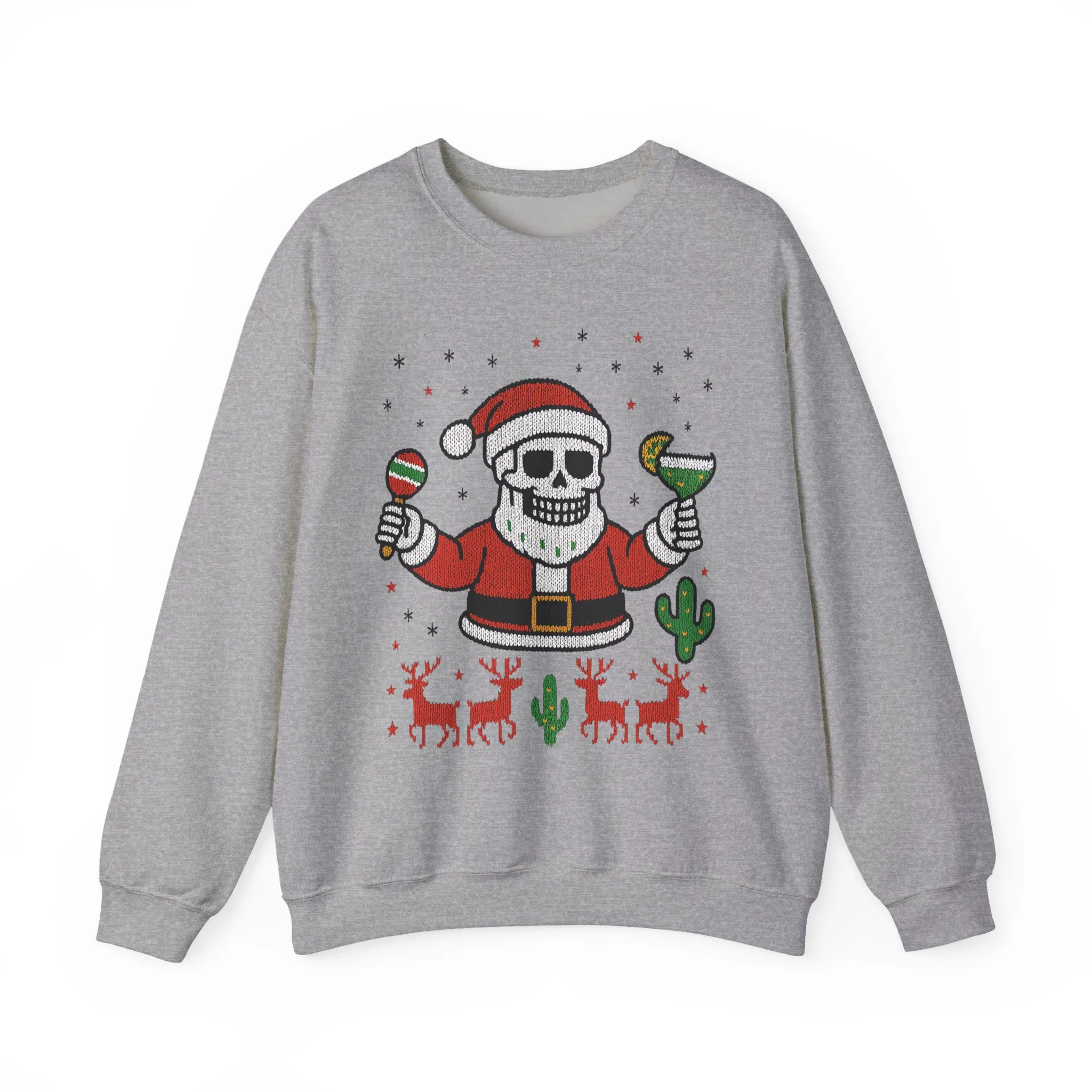 Skeleton Santa Ugly Christmas Sweatshirt for Men, Funny Margarita Holiday Jumper - Image 7