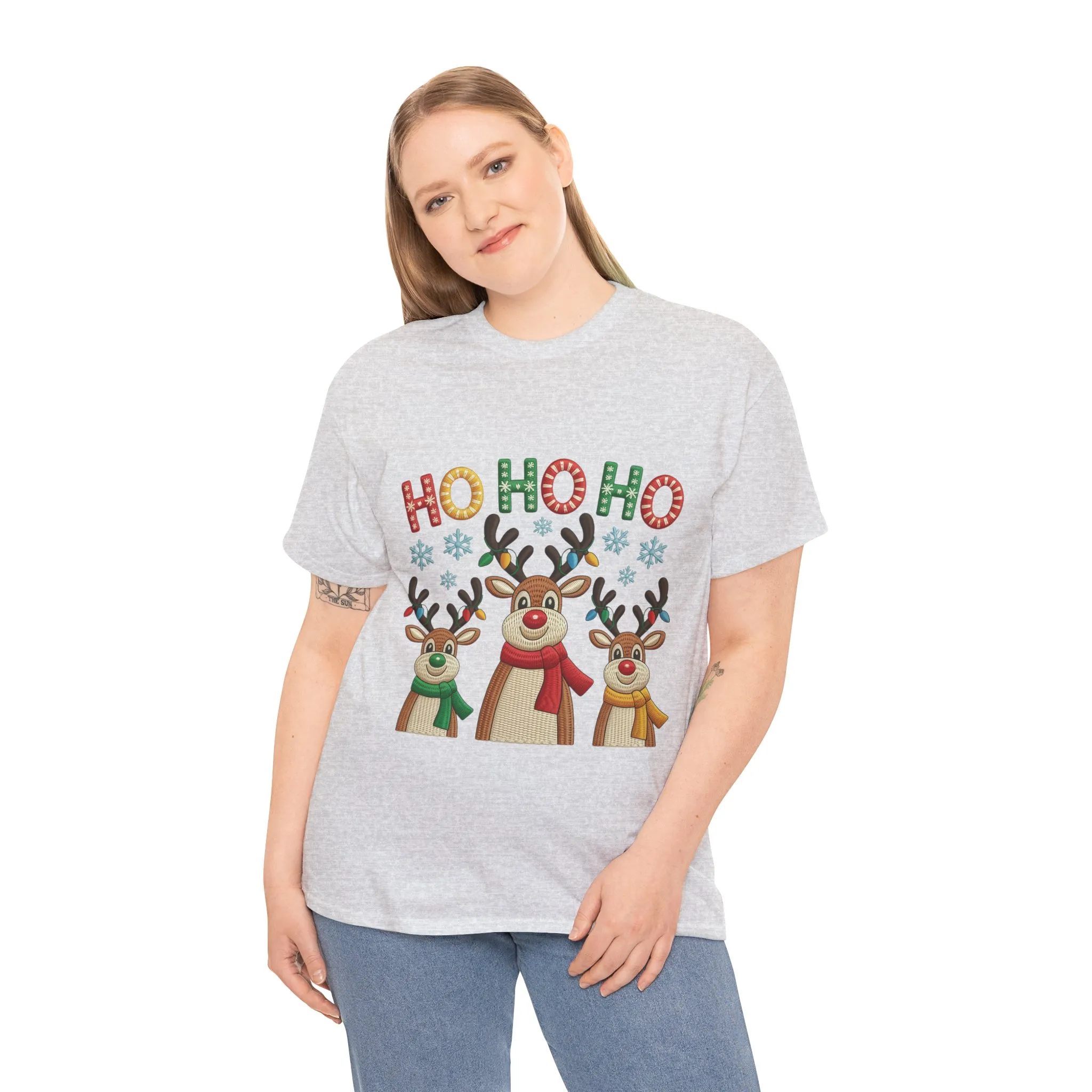 Ho Ho Ho Reindeer T-Shirt, Cute Christmas Tee for Women - Image 9