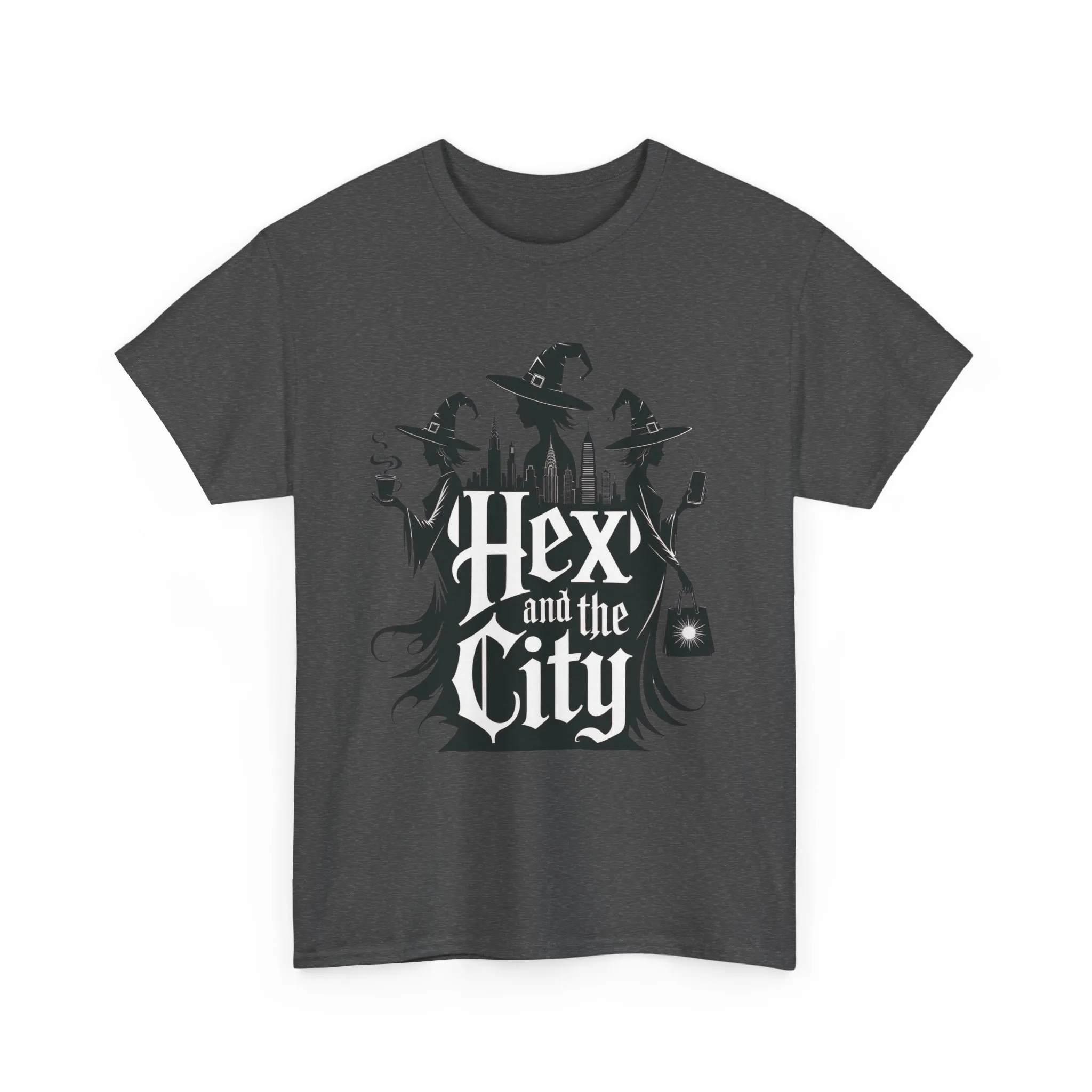 Women's Hex and the City Witch Shirt, Gothic Witches New York Skyline Halloween T-Shirt for Women - Image 7