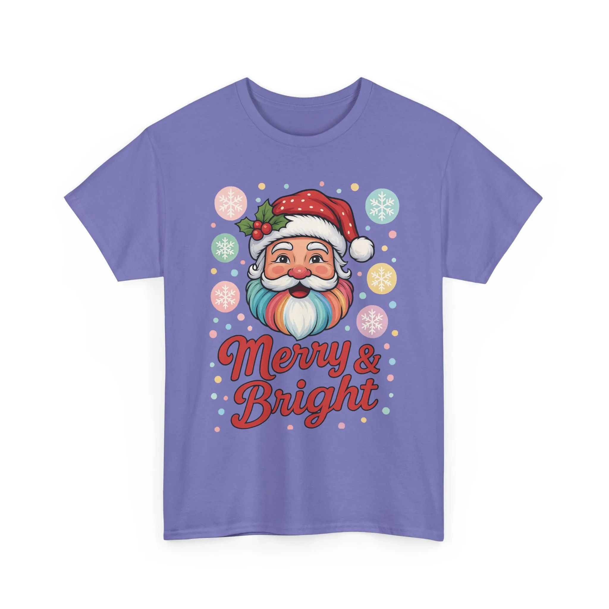 Merry - Bright Santa Christmas T-Shirt, Retro Pastel Christmas Tee, Cute Holiday Shirt for Women - Image 22