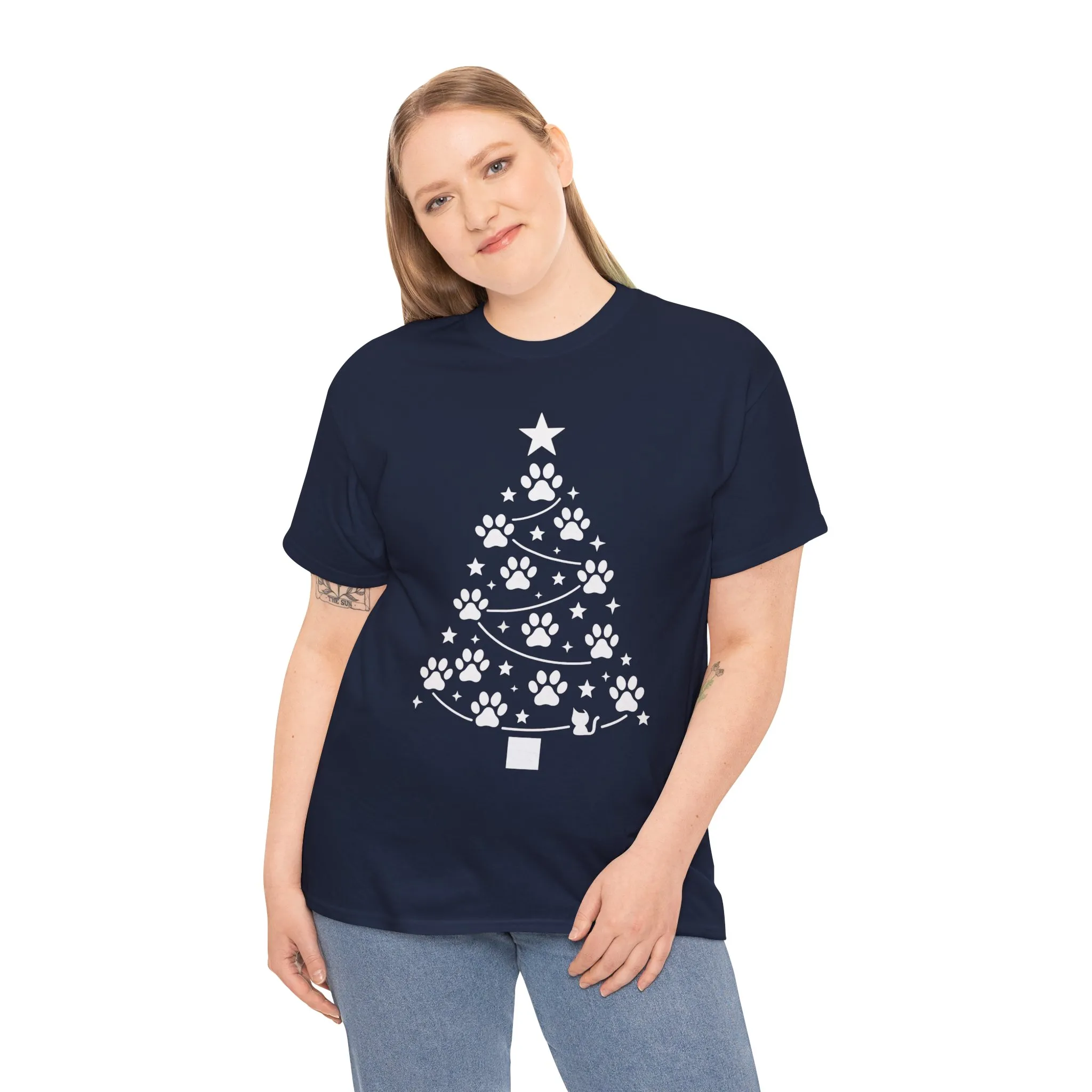 Paw Christmas Tree Women's T-Shirt, Pet Lover Holiday Tee - Image 12