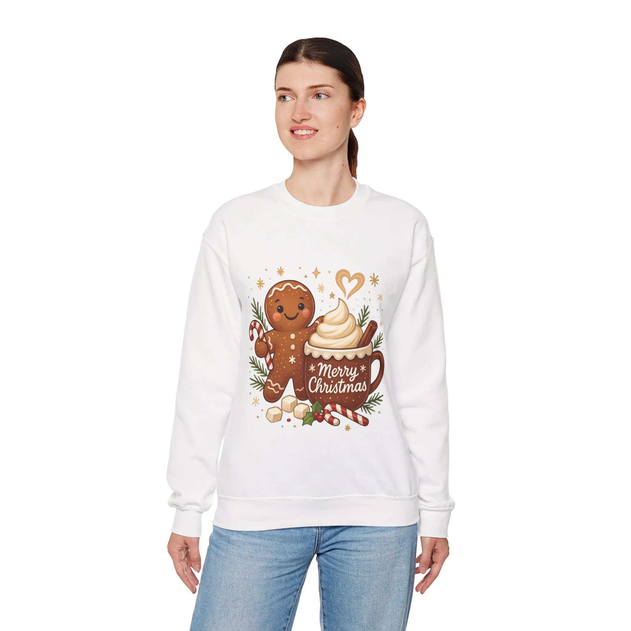 Women's Gingerbread - Hot Cocoa Christmas Sweatshirt, Cozy Holiday Pullover, Women's Heavy Blend™ Crewneck Sweatshirt - Image 6