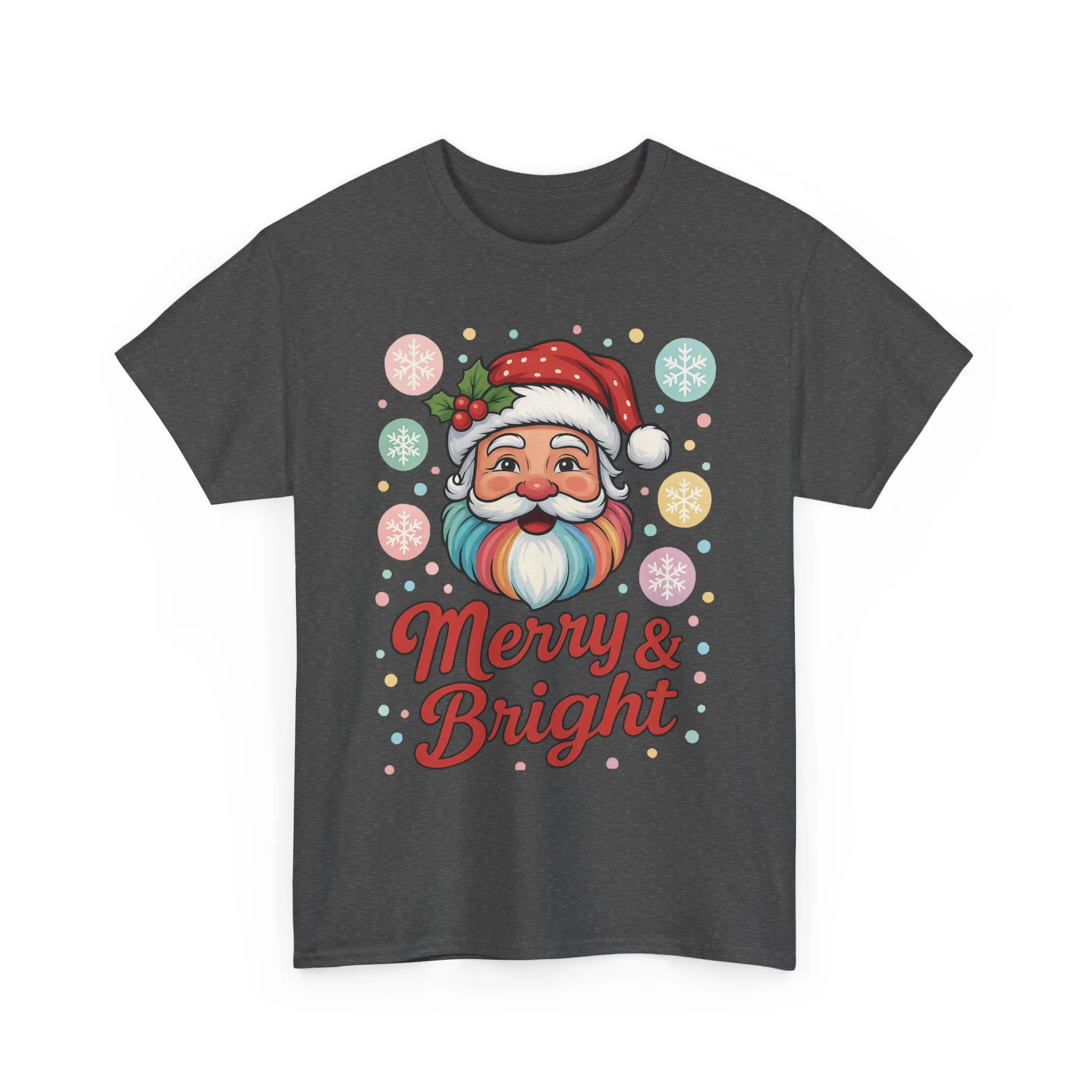 Merry - Bright Santa Christmas T-Shirt, Retro Pastel Christmas Tee, Cute Holiday Shirt for Women - Image 13