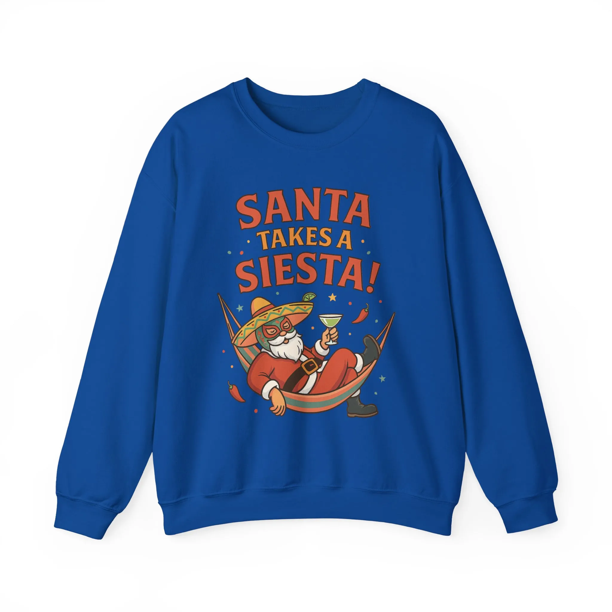 Santa Takes a Siesta Funny Christmas Sweatshirt for Men, Mexican Holiday Jumper - Image 19