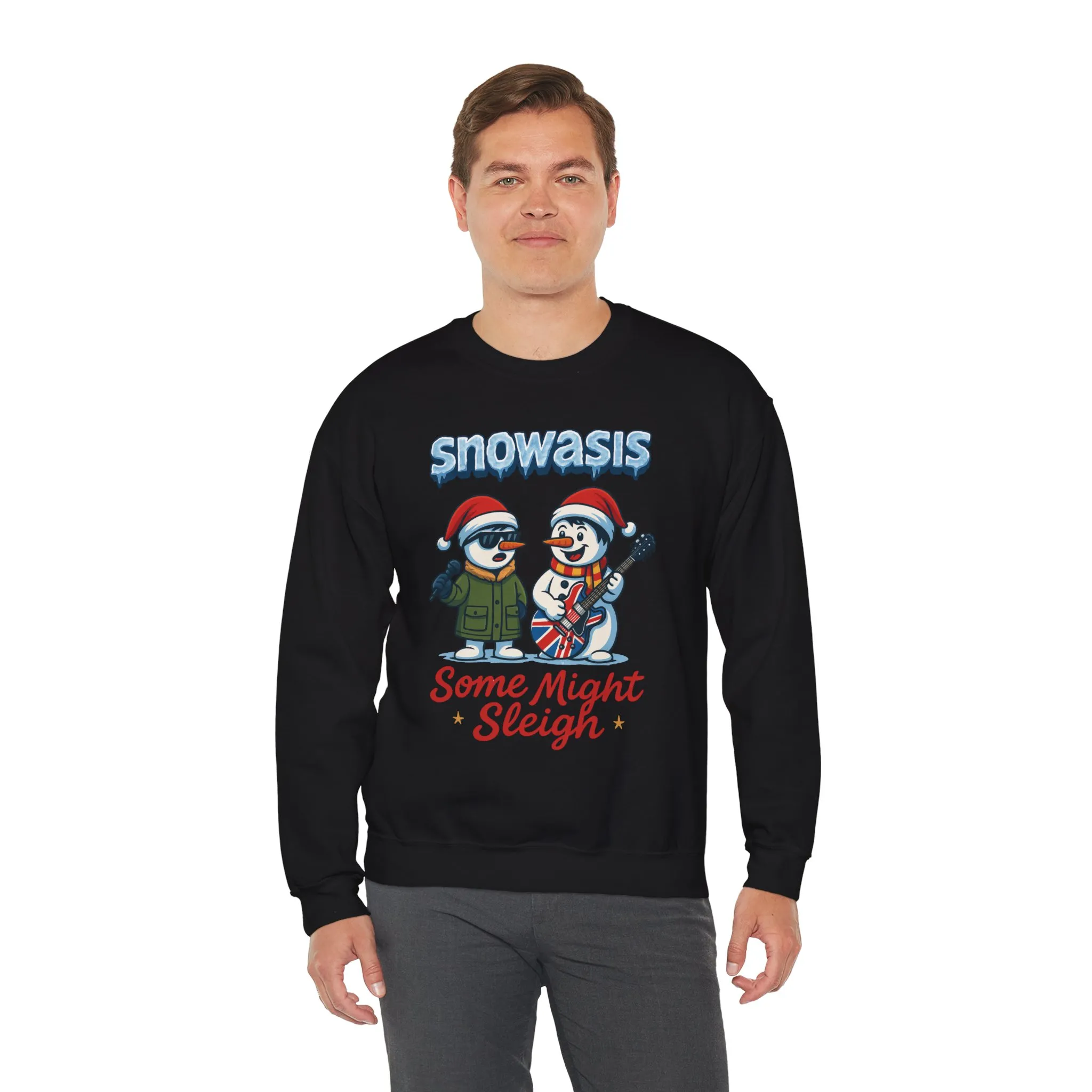 Snowasis Some Might Sleigh Men's Christmas Sweatshirt, Funny Rock Holiday Sweater - Image 6