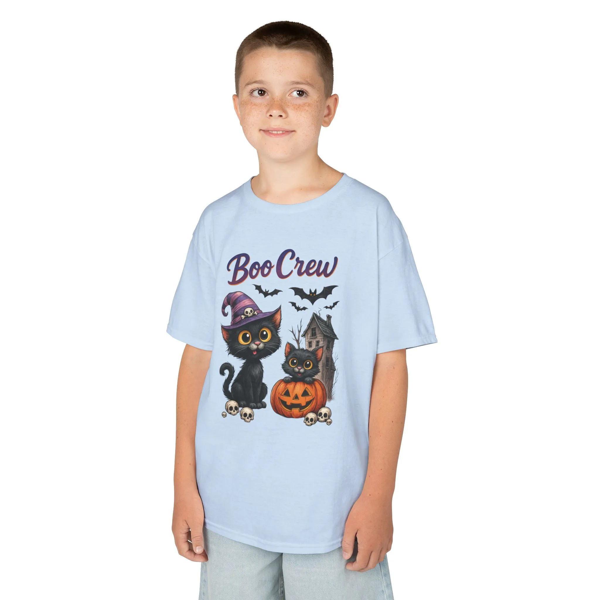 Boo Crew Kids Halloween T-Shirt, Cute Black Cats Pumpkin Design, Fun Spooky Shirt for Girls Boys - Image 9