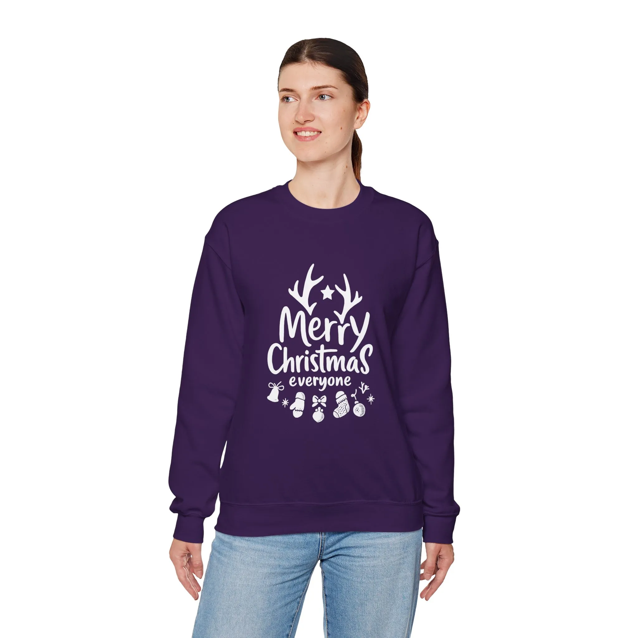 Merry Christmas Everyone Women's Sweatshirt, Cozy Holiday Pullover, Festive Minimal Design Heavy Blend™ Crewneck Sweatshirt - Image 24