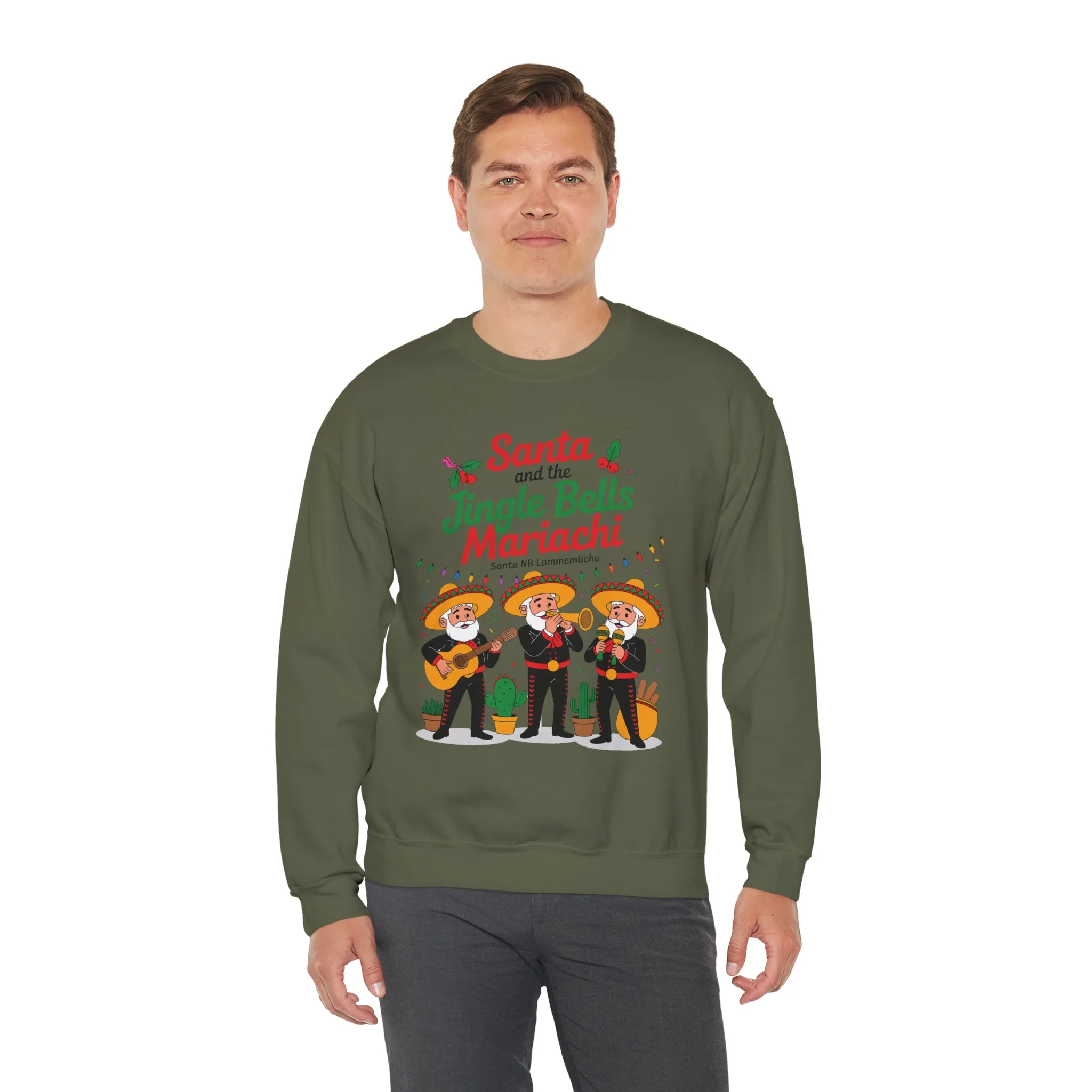 Santa and the Jingle Bells Mariachi Sweatshirt, Funny Mexican Christmas Jumper, Latin Holiday Fiesta Pullover - Image 12