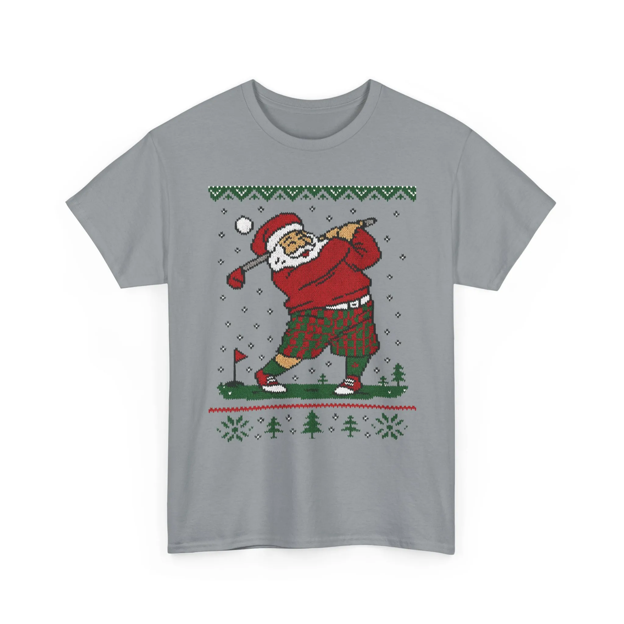 Funny Golfing Santa Christmas T-Shirt, Ugly Christmas Golf Shirt for Men, Holiday Golf Player Tee - Image 2
