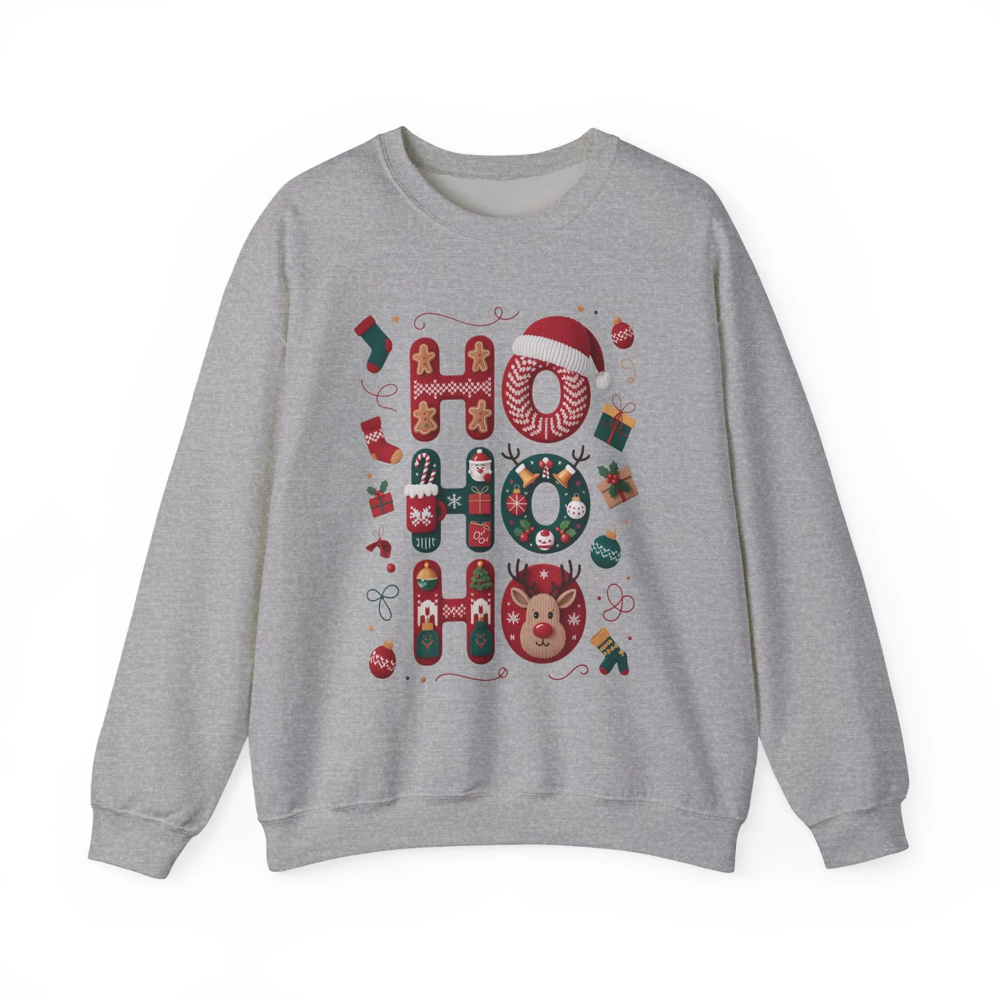Ho Ho Ho Christmas Sweatshirt, Cute Women's Holiday Hoodie - T-Shirt, Festive Gingerbread - Reindeer Design, Cozy Winter Christmas Jumper - Image 10