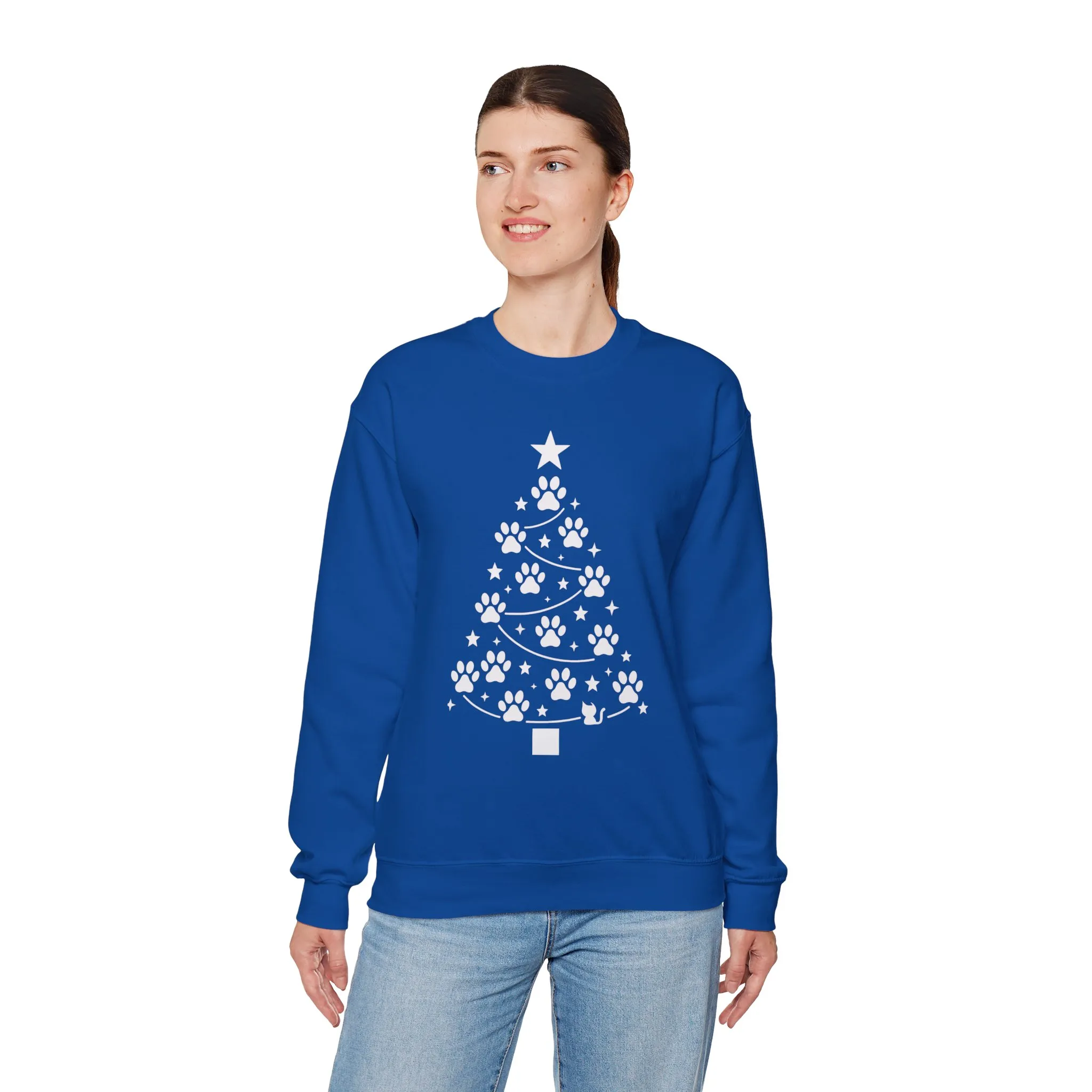 Paw Christmas Tree Women's Sweatshirt, Pet Lover Holiday Sweater - Image 12