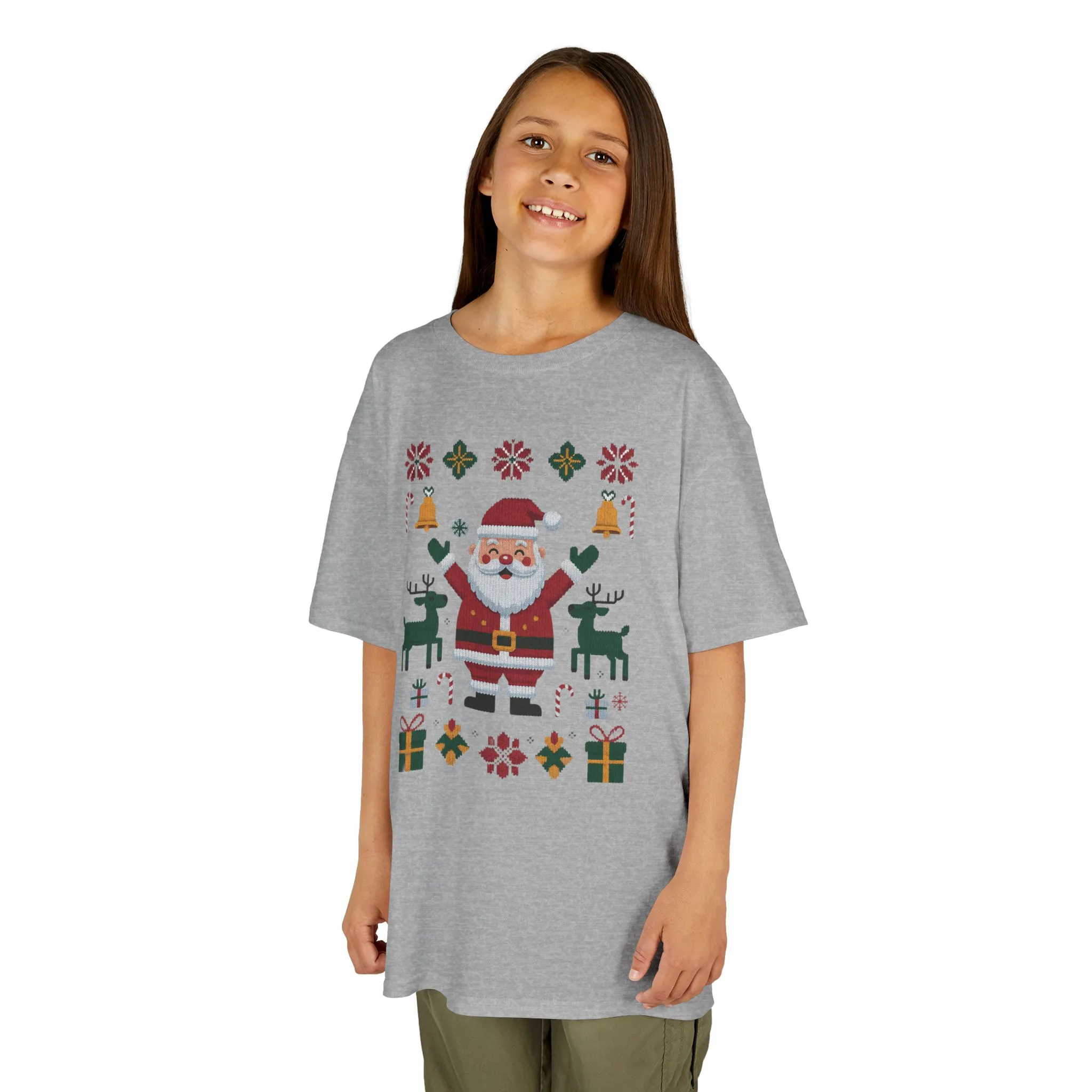 Kids Santa Christmas T-Shirt, Cute Reindeer Holiday Tee, Classic Christmas Shirt for Girls - Image 8