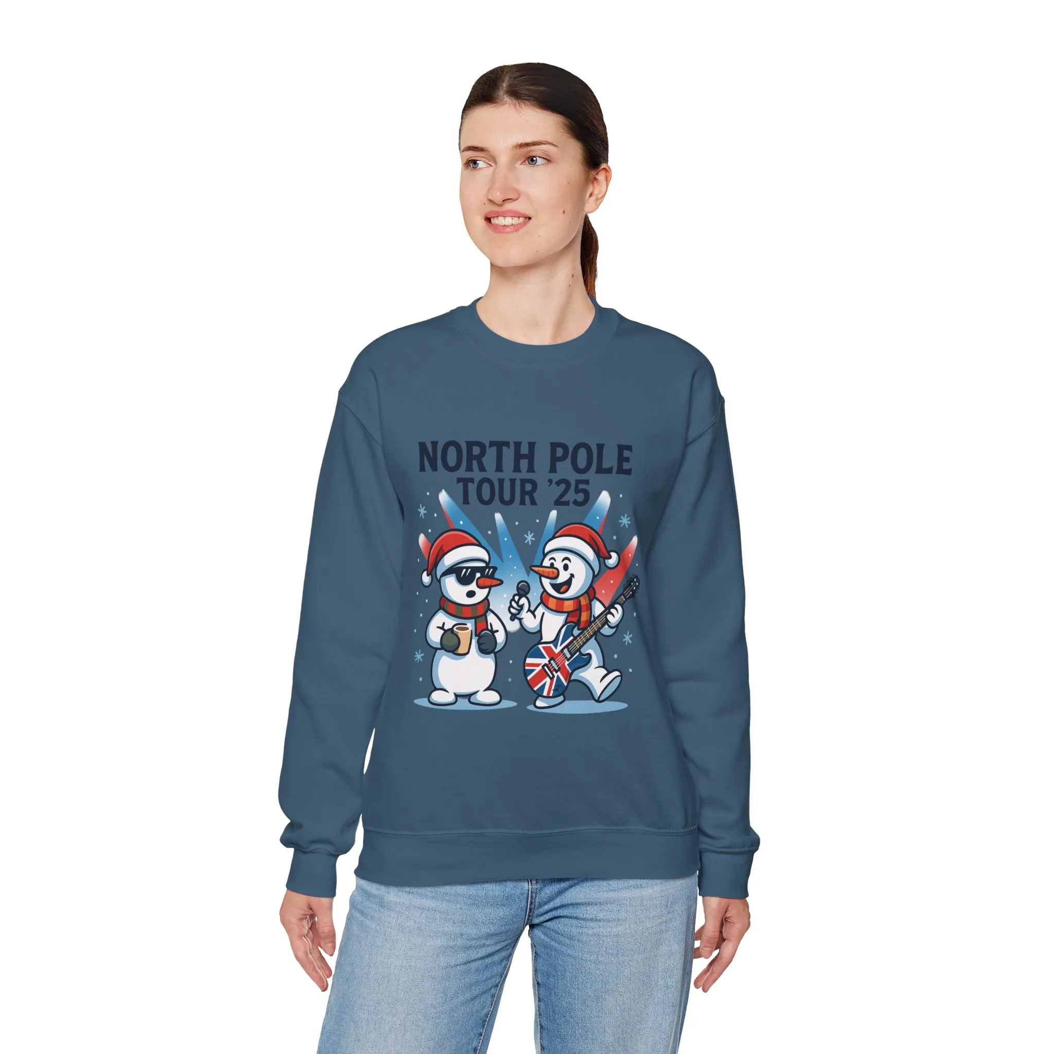 North Pole Tour 25 Women's Christmas Sweatshirt, Funny Rock Holiday Jumper - Image 12