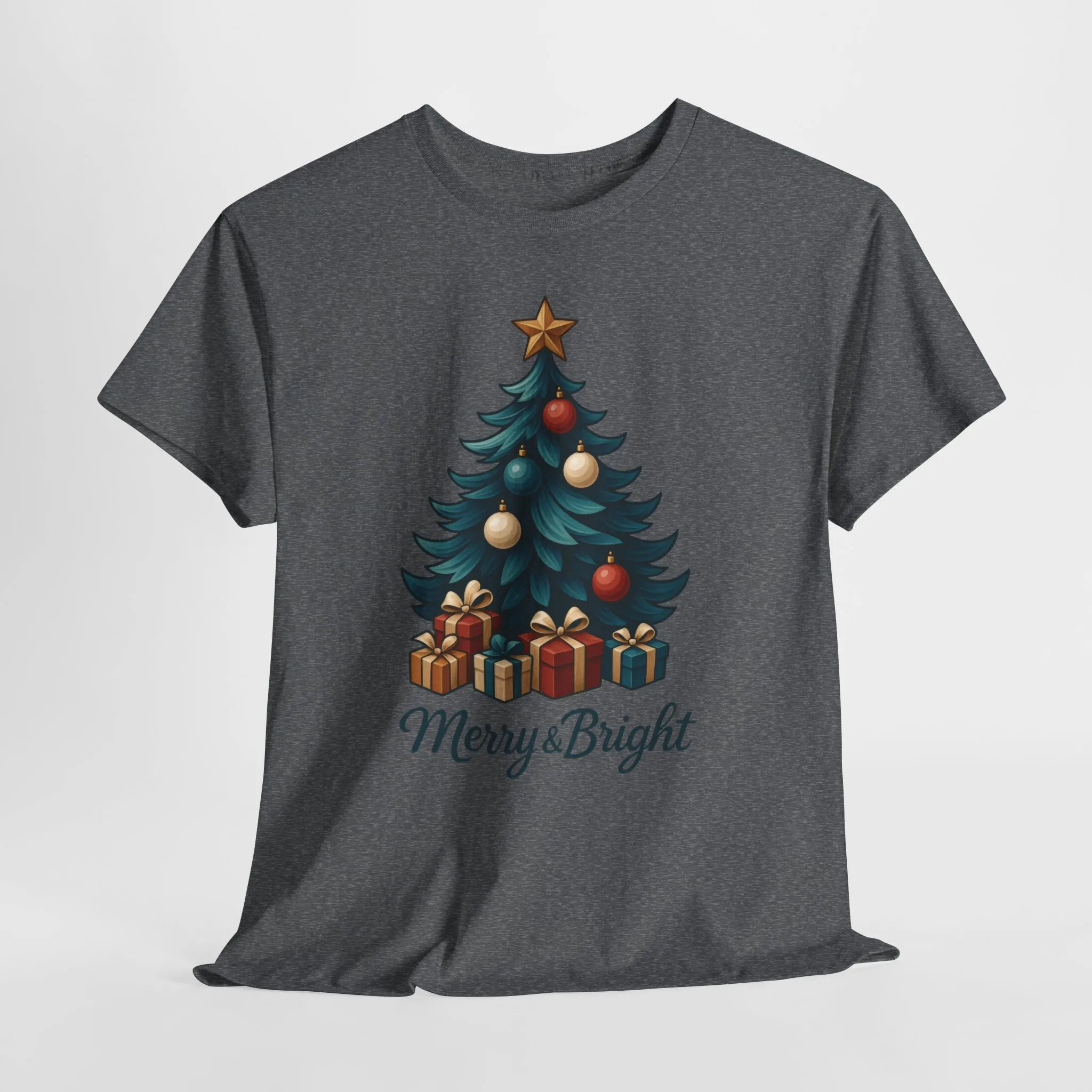 Merry & Bright Christmas T-Shirt, Holiday Tree Gift Tee for Women - Image 8