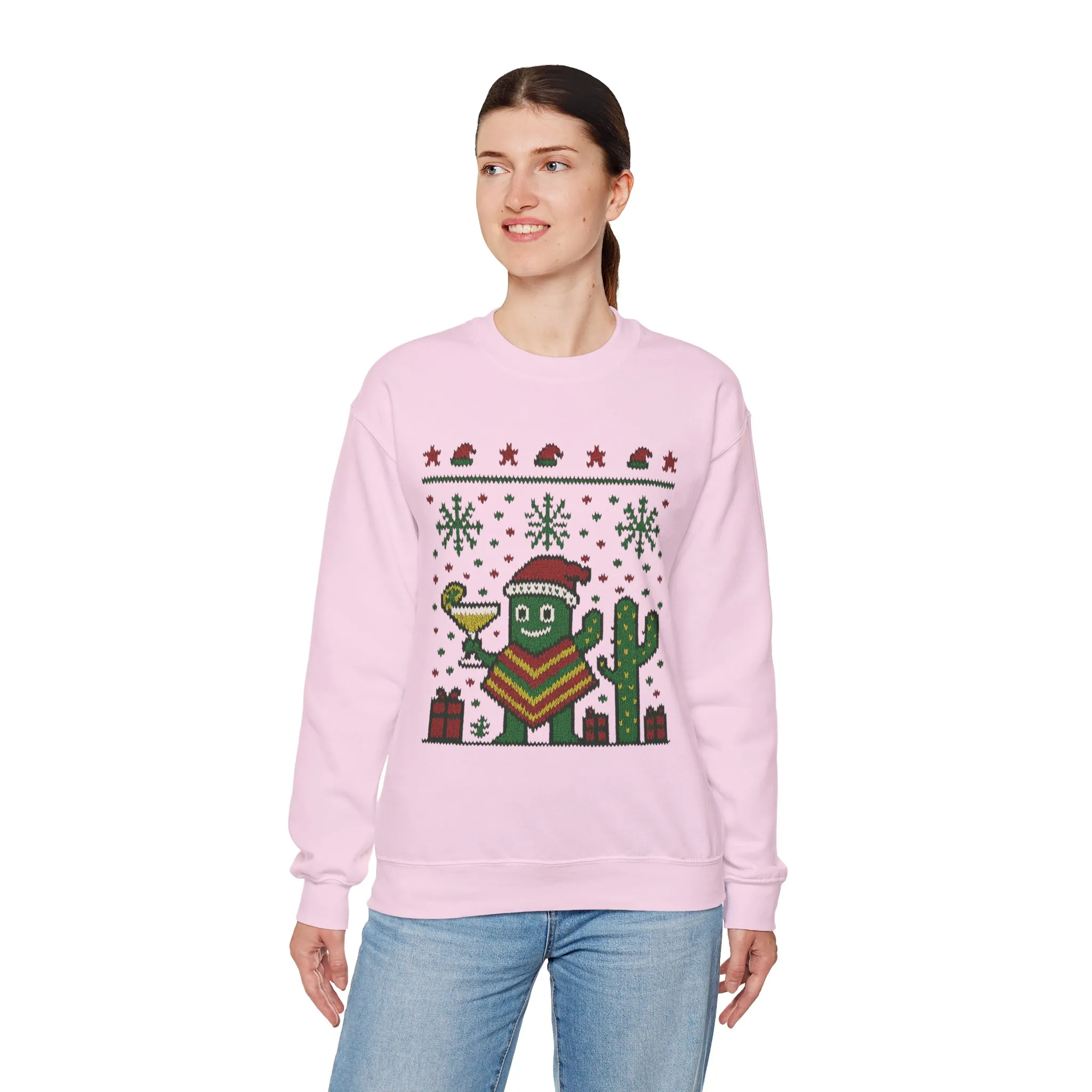 Festive Cactus Christmas Women's Sweatshirt, Funny Santa Hat Holiday Pullover, Women's Heavy Blend™ Crewneck Sweatshirt - Image 24