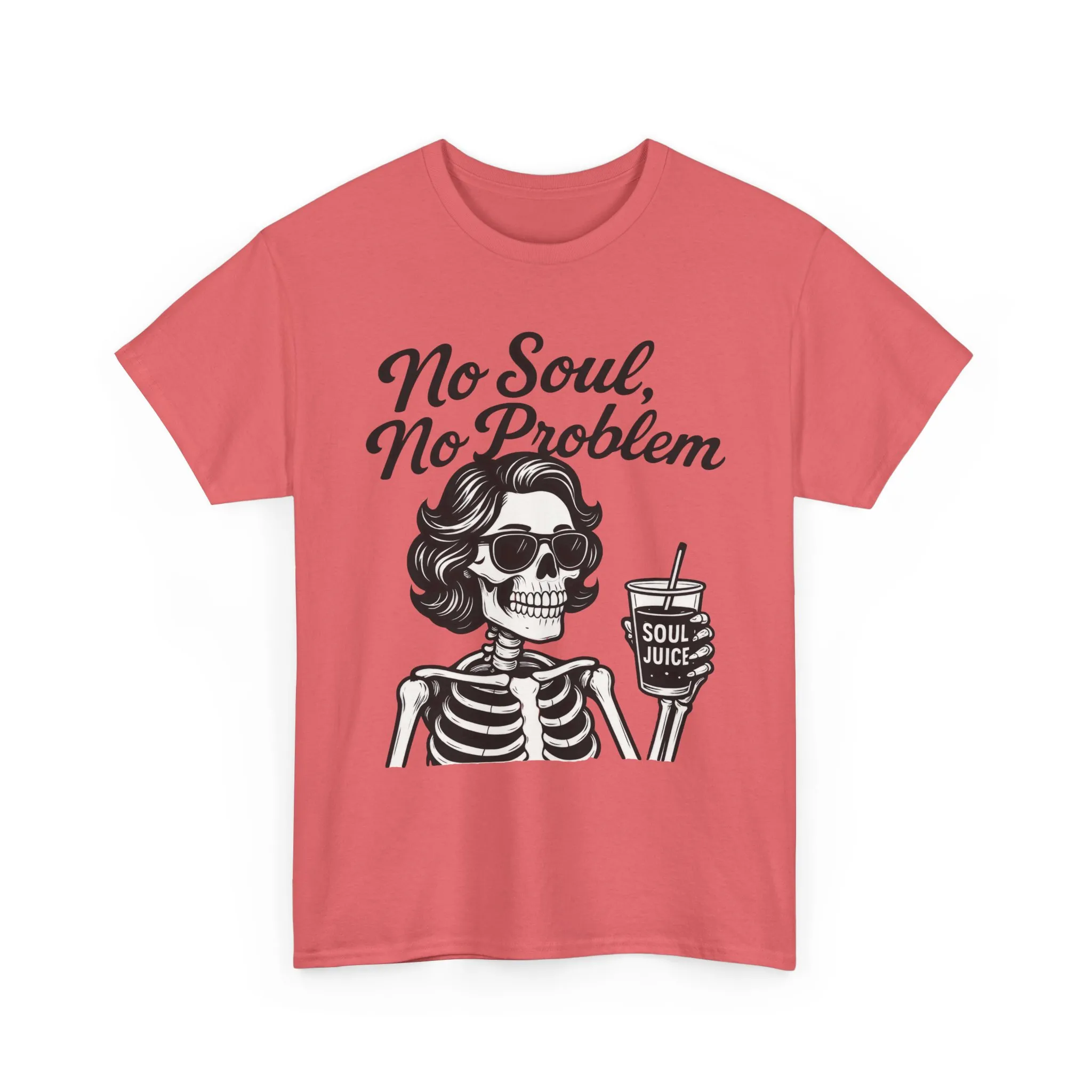 No Soul No Problem Skeleton T-Shirt for Women, Funny Gothic Skull Tee, Dark Humor Halloween Shirt, Spooky Retro Skeleton Top - Image 2
