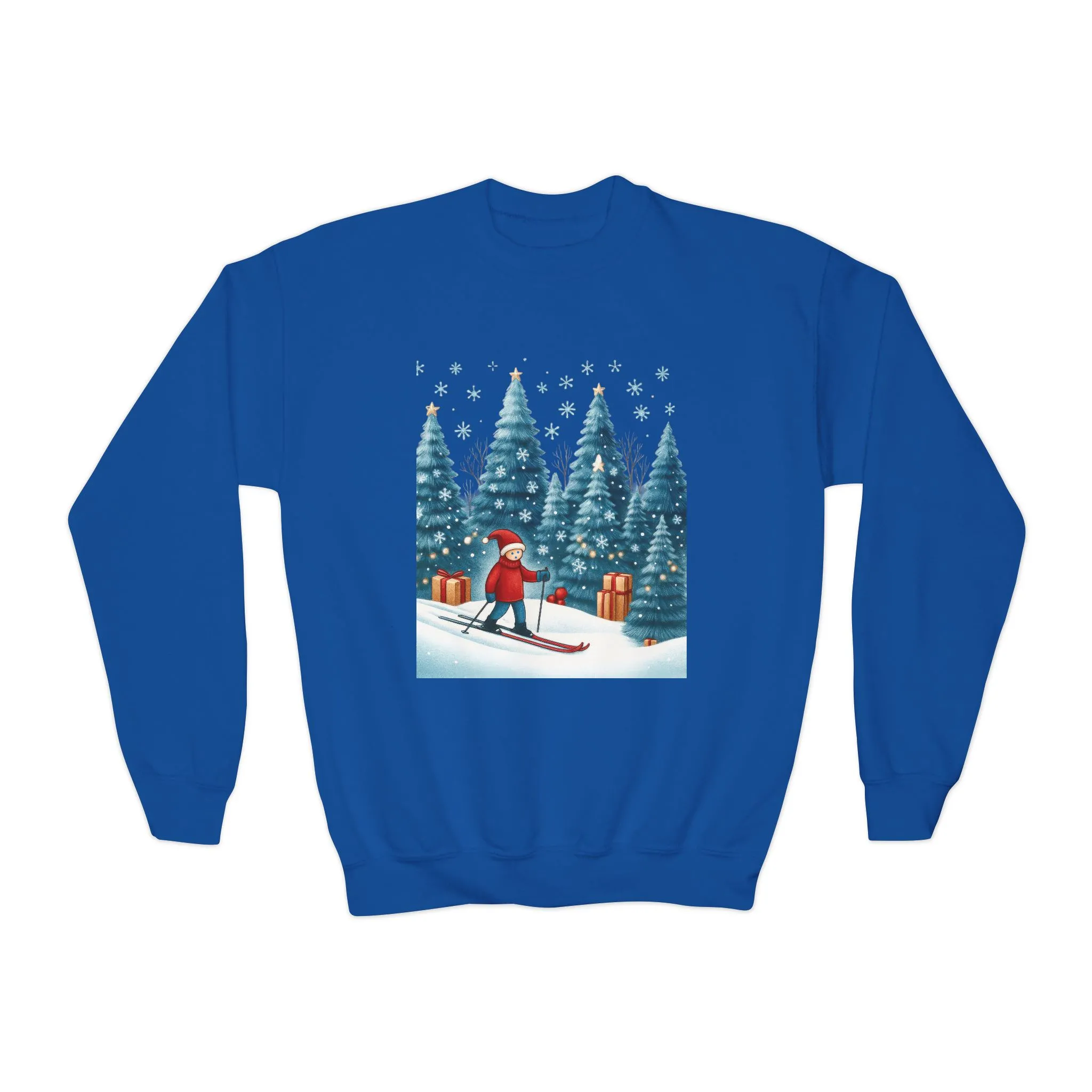 Kids Christmas Skiing Sweatshirt, Cute Holiday Winter Pullover, Youth Crewneck Sweatshirt - Image 7