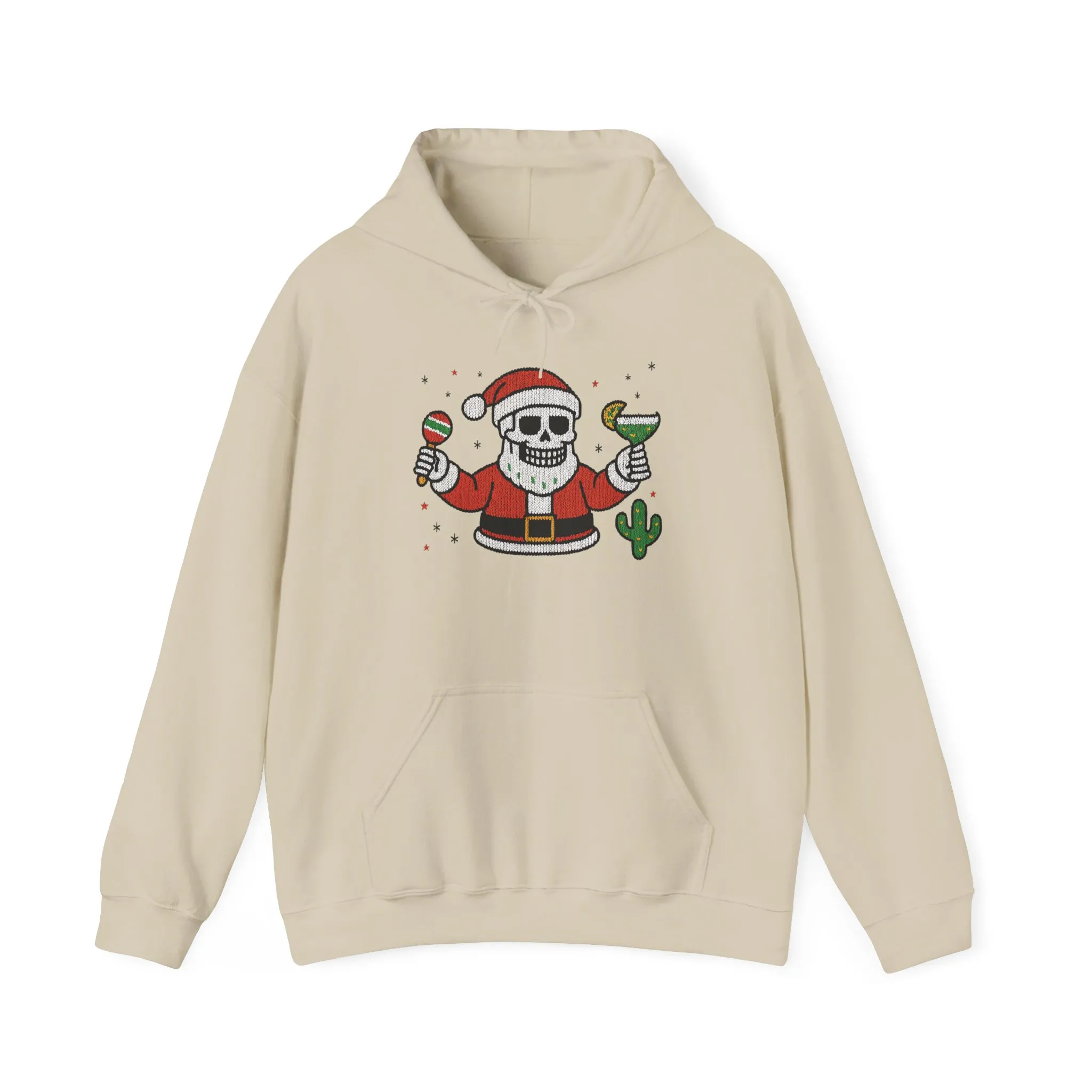 Skeleton Santa Funny Christmas Hoodie for Men, Ugly Margarita Holiday Sweatshirt - Image 5