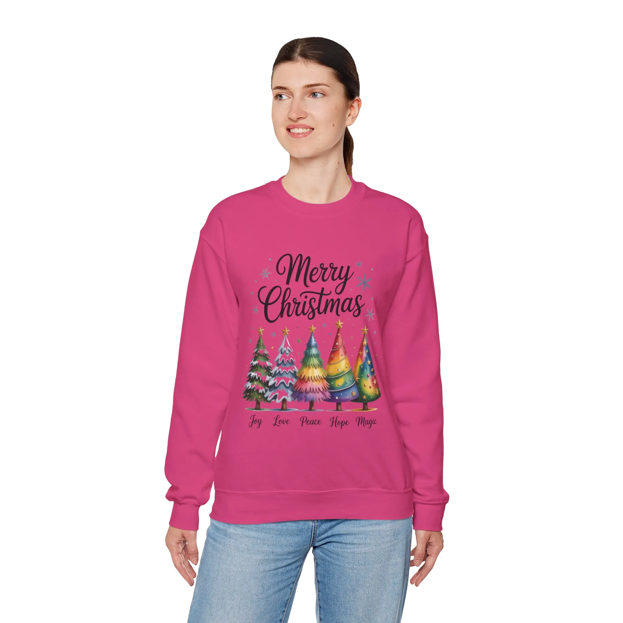 Merry Christmas Women's Sweatshirt, Joy Love Peace Hope Magic Pullover, Women's Heavy Blend™ Crewneck Sweatshirt - Image 21