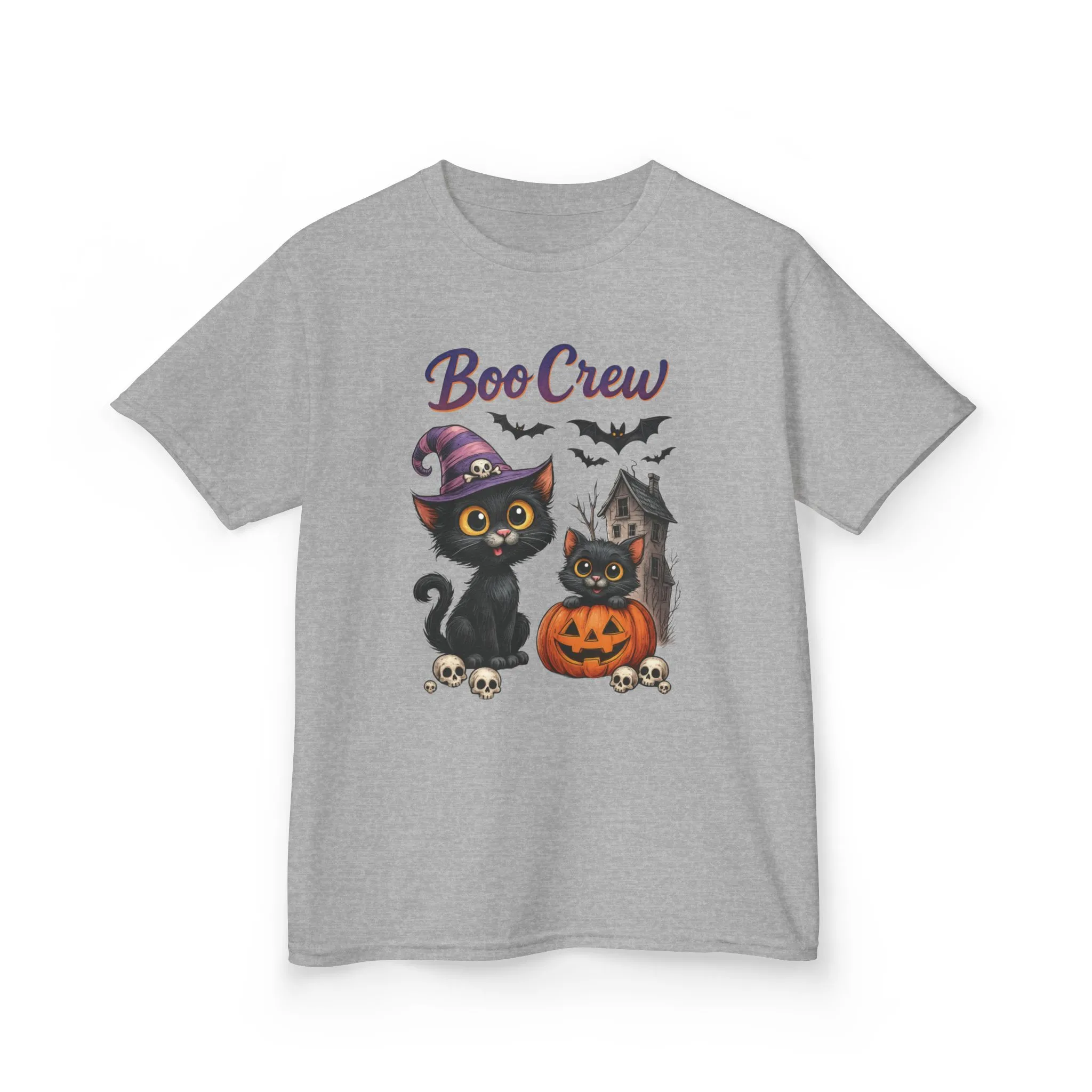 Boo Crew Kids Halloween T-Shirt, Cute Black Cats Pumpkin Design, Fun Spooky Shirt for Girls Boys - Image 4