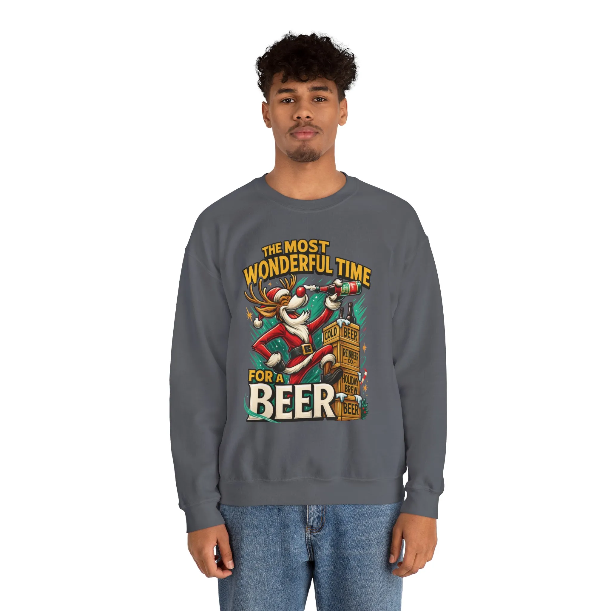 Funny Christmas Beer Men's Sweatshirt, The Most Wonderful Time for a Beer - Image 17