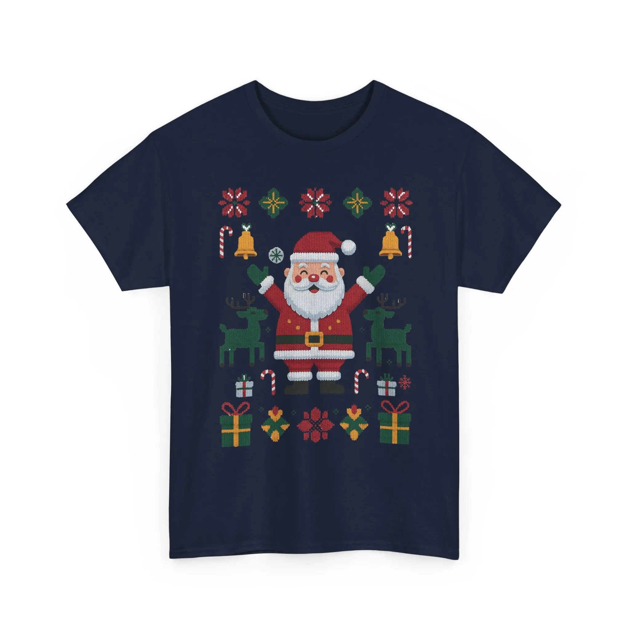 Santa Christmas T-Shirt, Cute Reindeer Holiday Tee, Classic Nordic Christmas Shirt for Women - Image 22