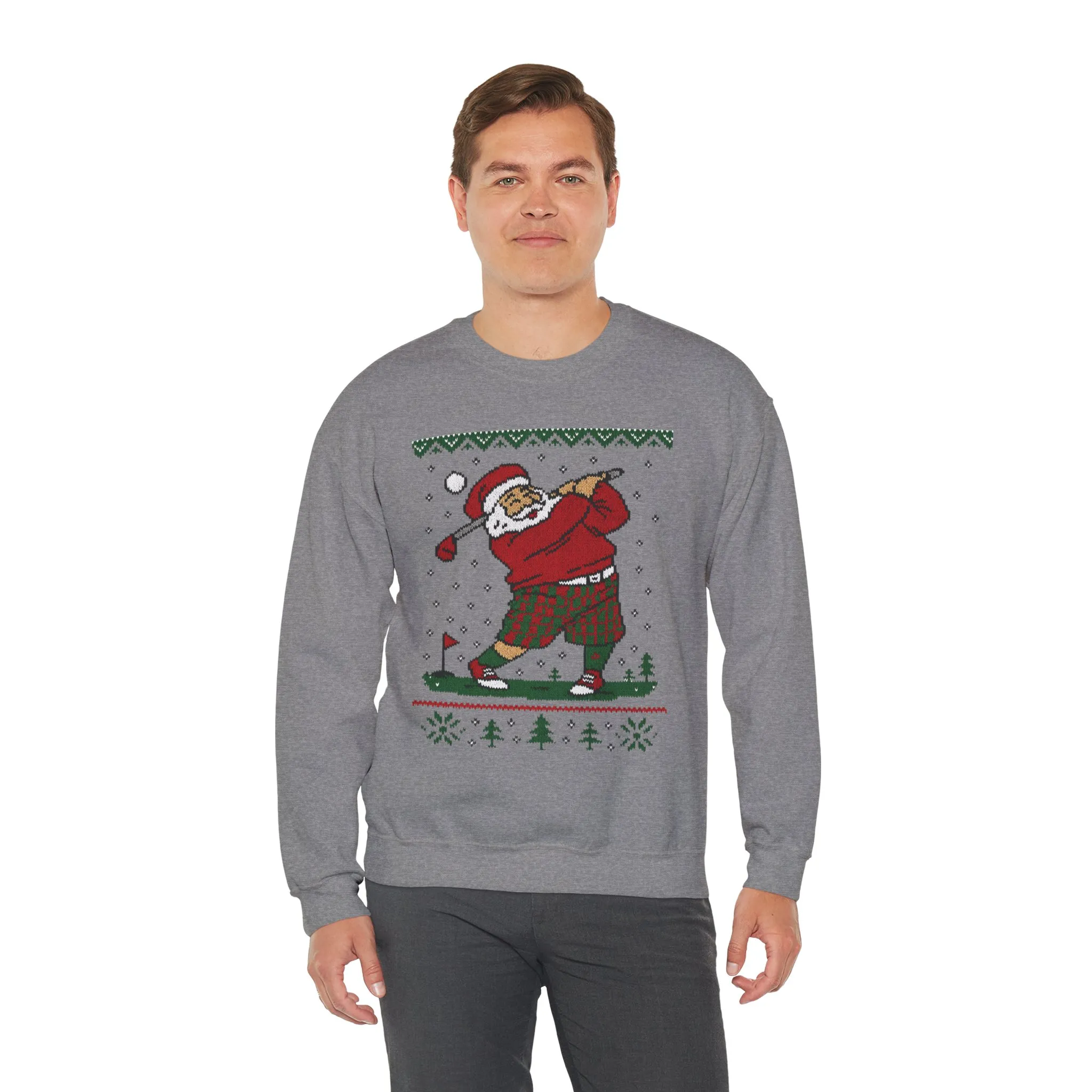 Golfing Santa Christmas Sweatshirt, Funny Golf Lover Holiday Jumper, Ugly Christmas Golf Sweater for Men - Image 12