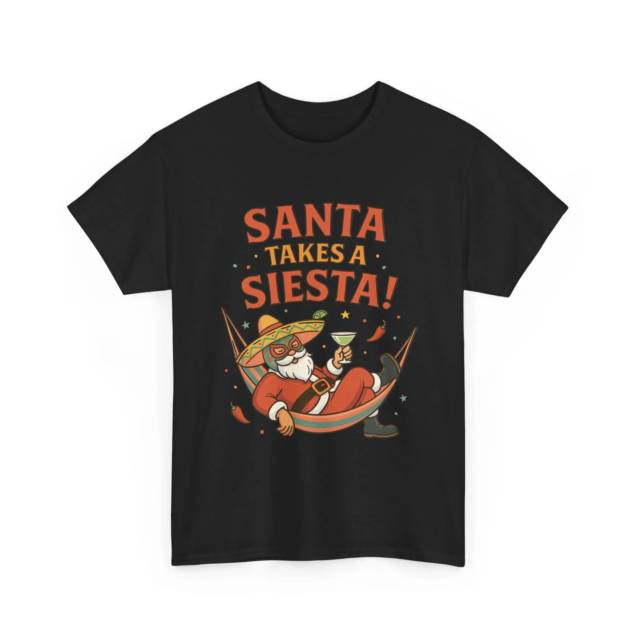 Santa Takes a Siesta Funny Christmas T-Shirt for Men, Mexican Santa Holiday Tee - Image 4