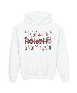 Ho Ho Ho Kids Christmas Hoodie, Cute Girls Holiday Sweatshirt, Gingerbread - Reindeer Festive Design, Cozy Winter Christmas Outfit