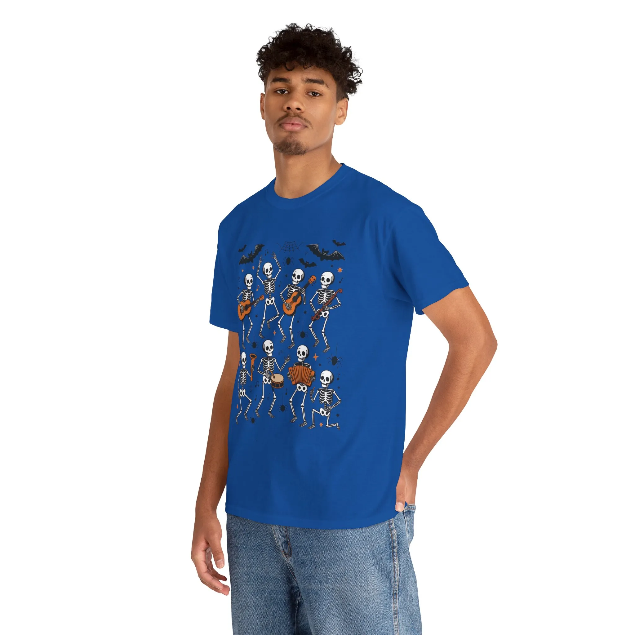 Dancing Skeleton Band Halloween T-Shirt for Men, Funny Spooky Music Tee, Rock and Roll Skeleton Shirt, Cool Halloween Party Outfit - Image 35
