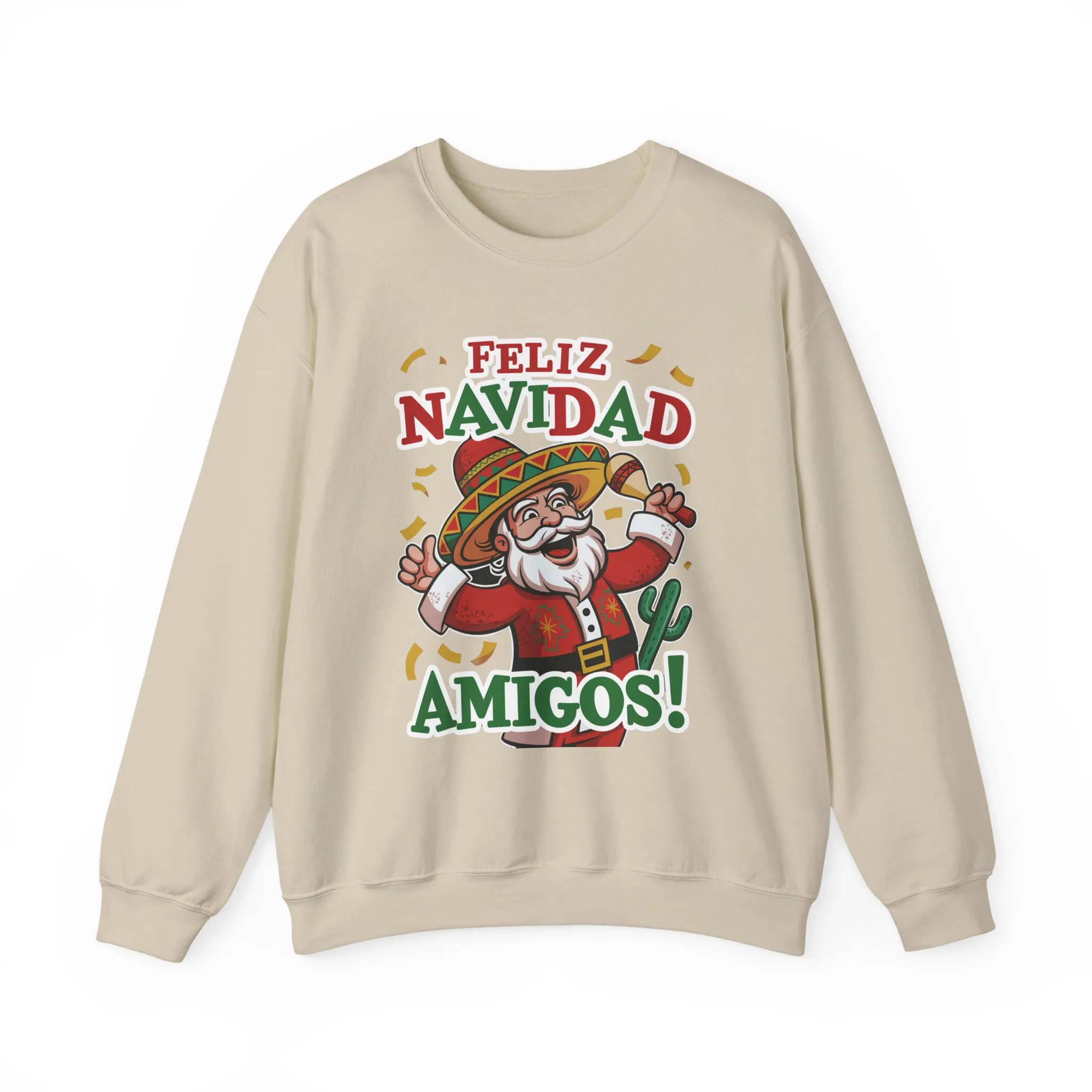 Feliz Navidad Amigos Sweatshirt, Funny Mexican Santa Christmas Jumper, Latin Holiday Fiesta Pullover - Image 7
