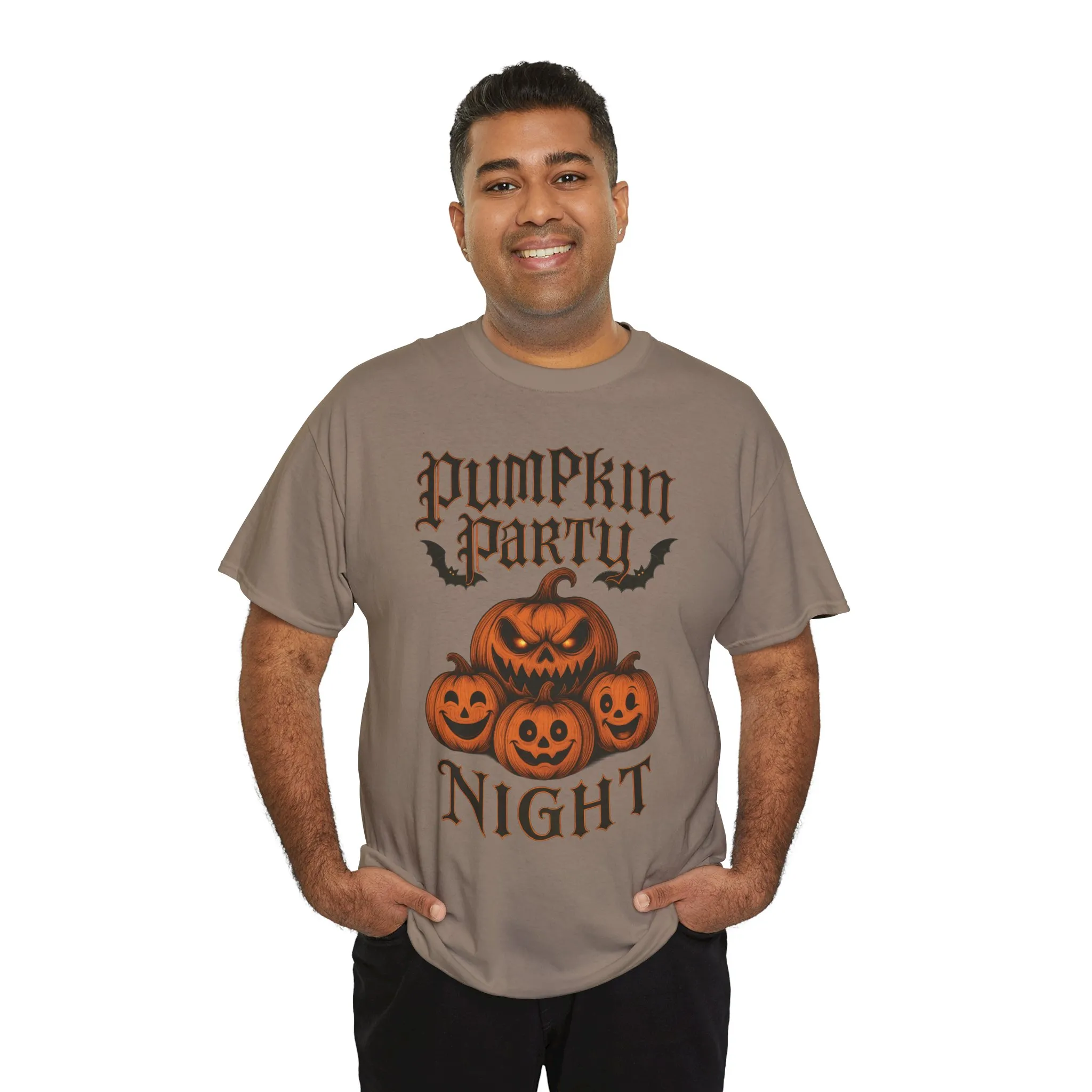 Pumpkin Party Night Men's Halloween T-Shirt, Scary Jack-O-Lantern Pumpkin Graphic Tee for Him - Image 12
